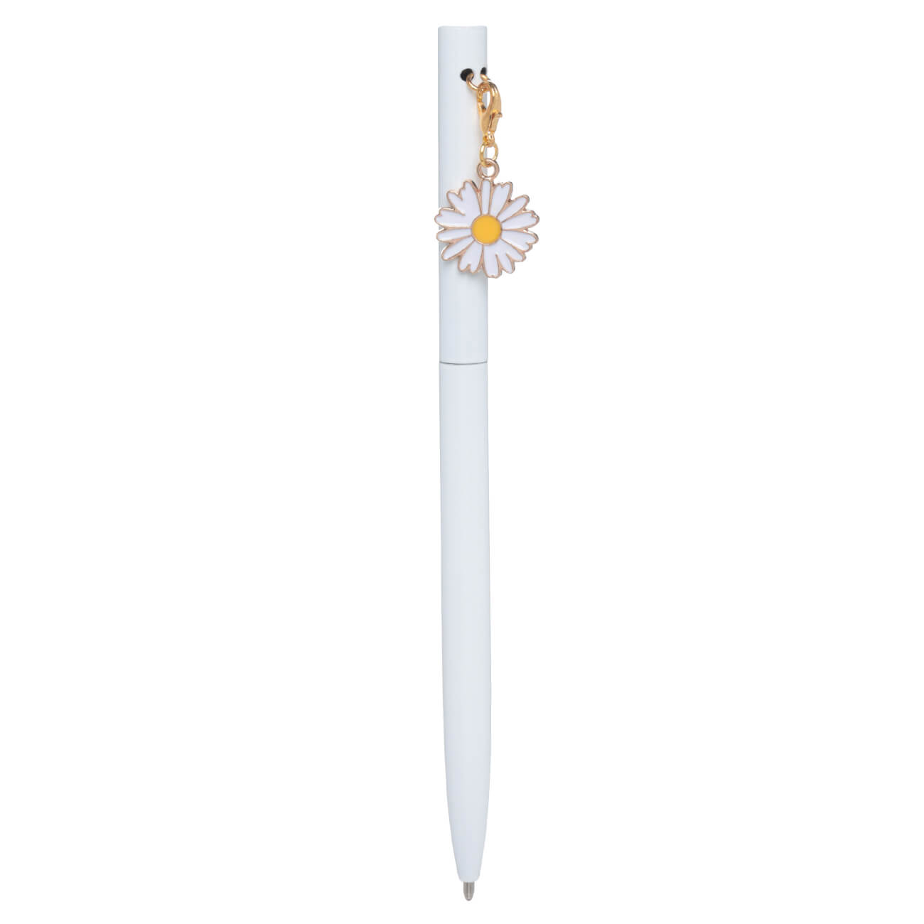 Ручка шариковая, 13 см, с подвеской, сталь, белая, Ромашка, Stationery gold ручка подарочная шариковая в кожзам футляре