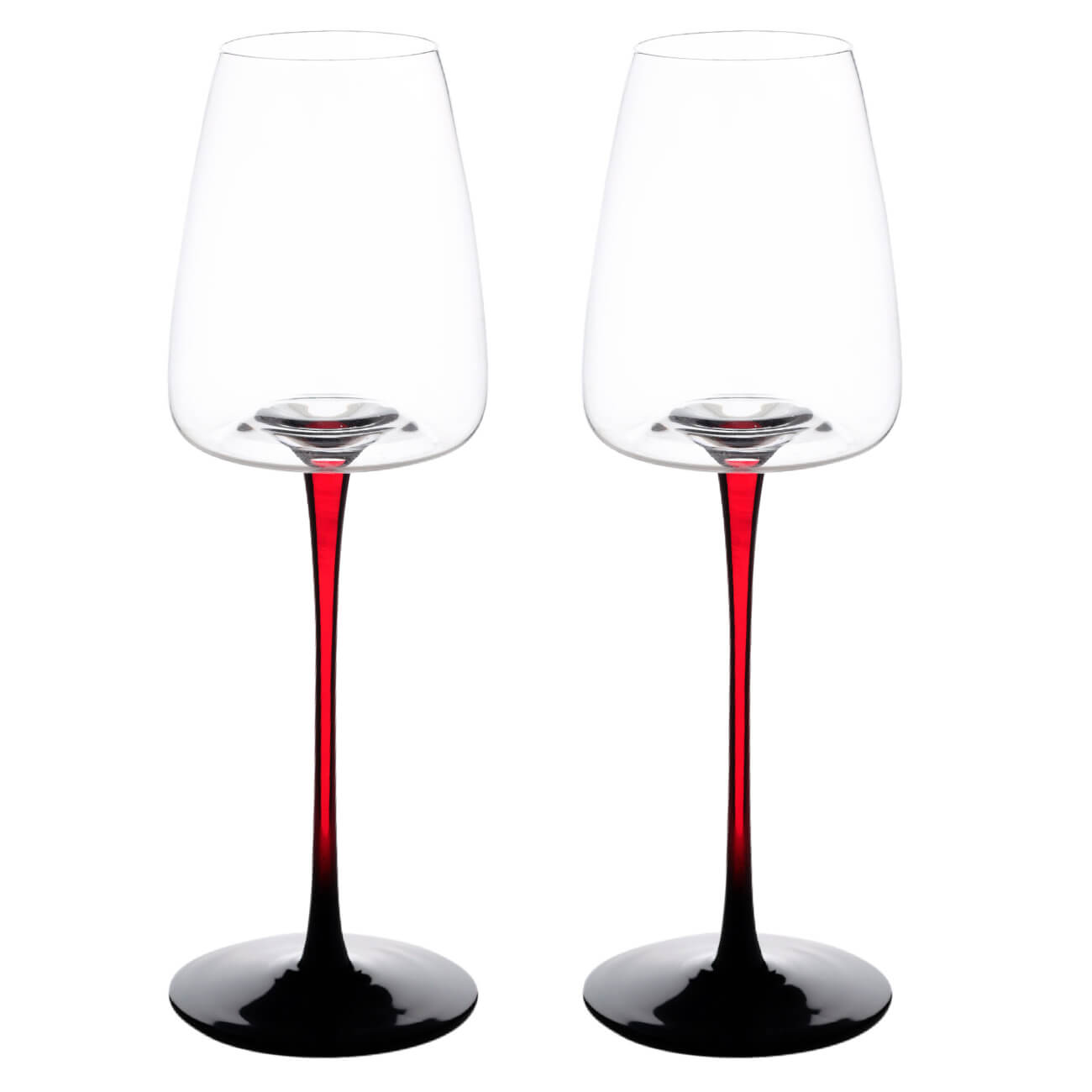 Бокал для белого вина, 330 мл, 2 шт, стекло, черно-красная ножка, Sorento color бокал для белого вина 460 мл 4 шт charm l