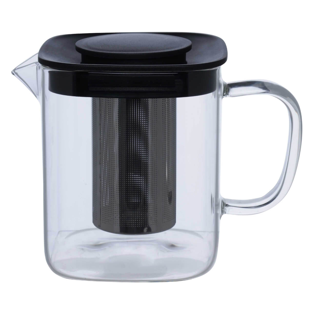Чайник заварочный, 1 л, стекло Б/пластик, квадратный, черный, Comfort чайник заварочный стекло пластик 0 9 л с ситечком daniks 329888