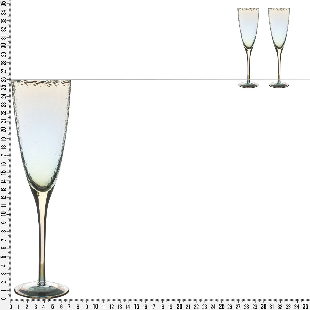 Бокал для шампанского, 275 мл, 2 шт, стекло, перламутр, Ripply polar изображение № 8
