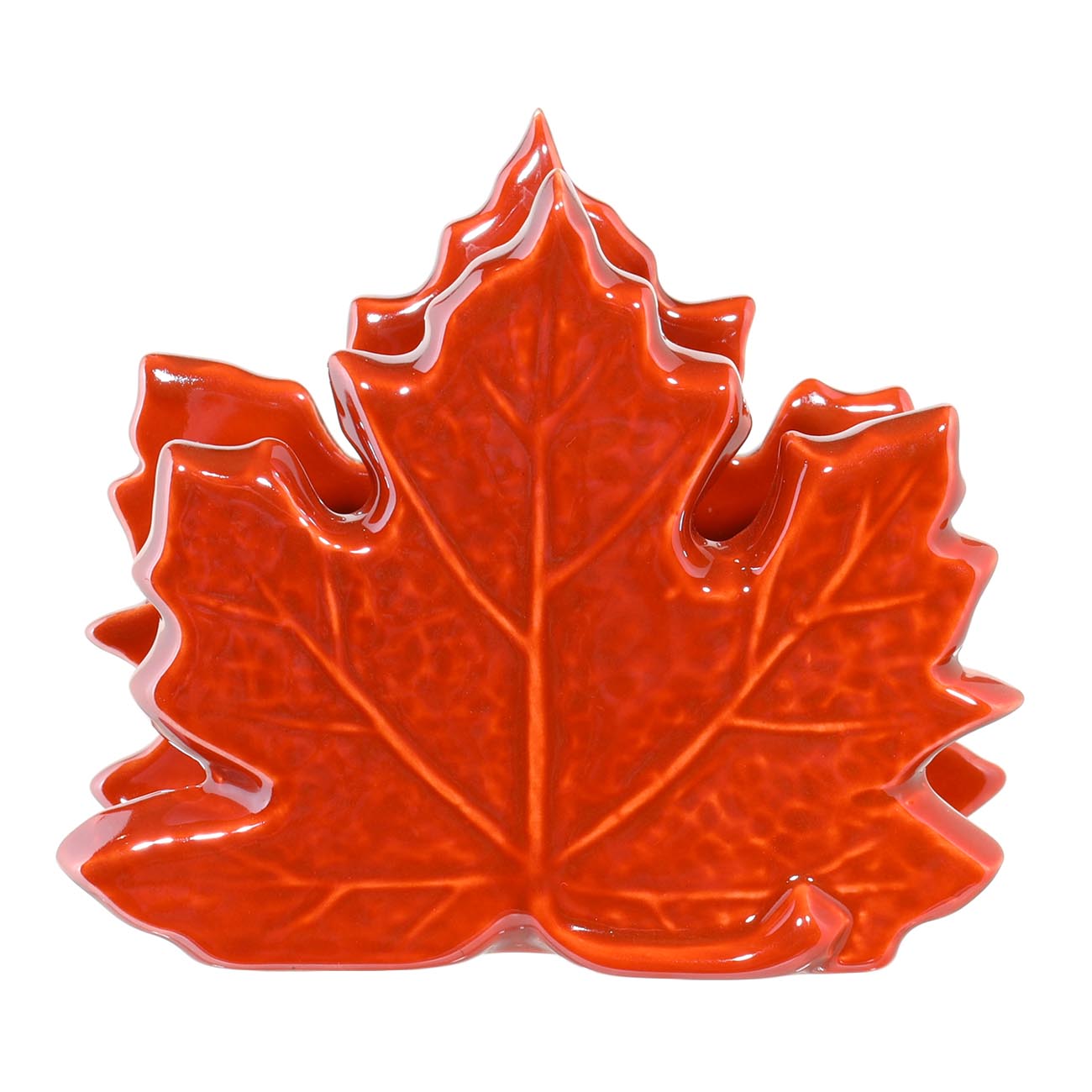 Салфетница, 10 см, керамика, оранжевая, перламутр, Кленовый лист, Autumn bright