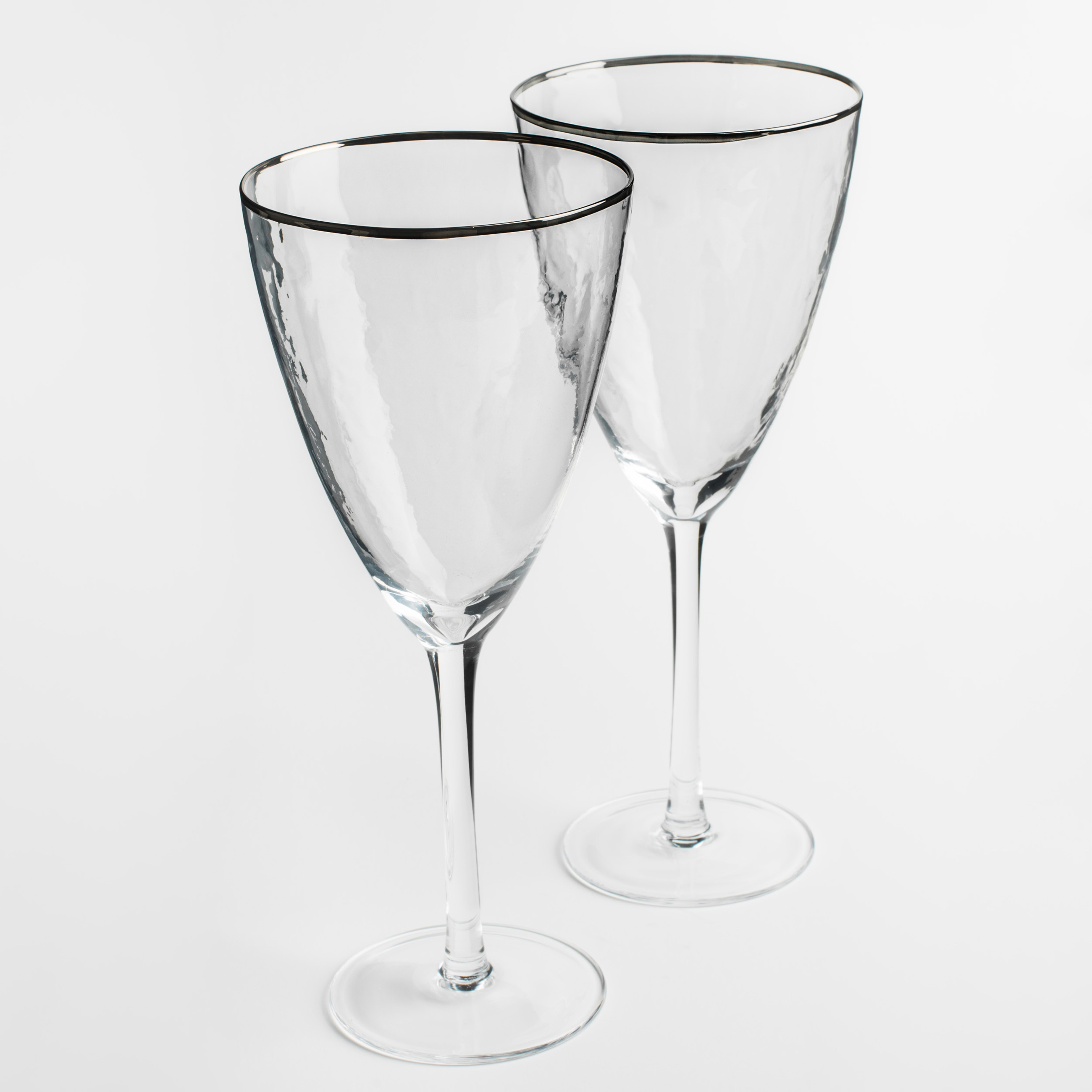 Бокал для вина, 400 мл, 2 шт, стекло, с серебристым кантом, Ripply silver изображение № 2