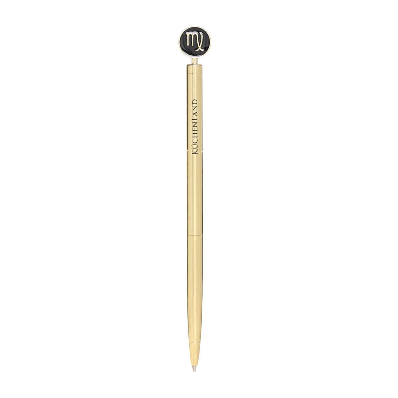 Ручка шариковая, 15 см, с фигуркой, сталь, золотисто-черная, Дева, Zodiac