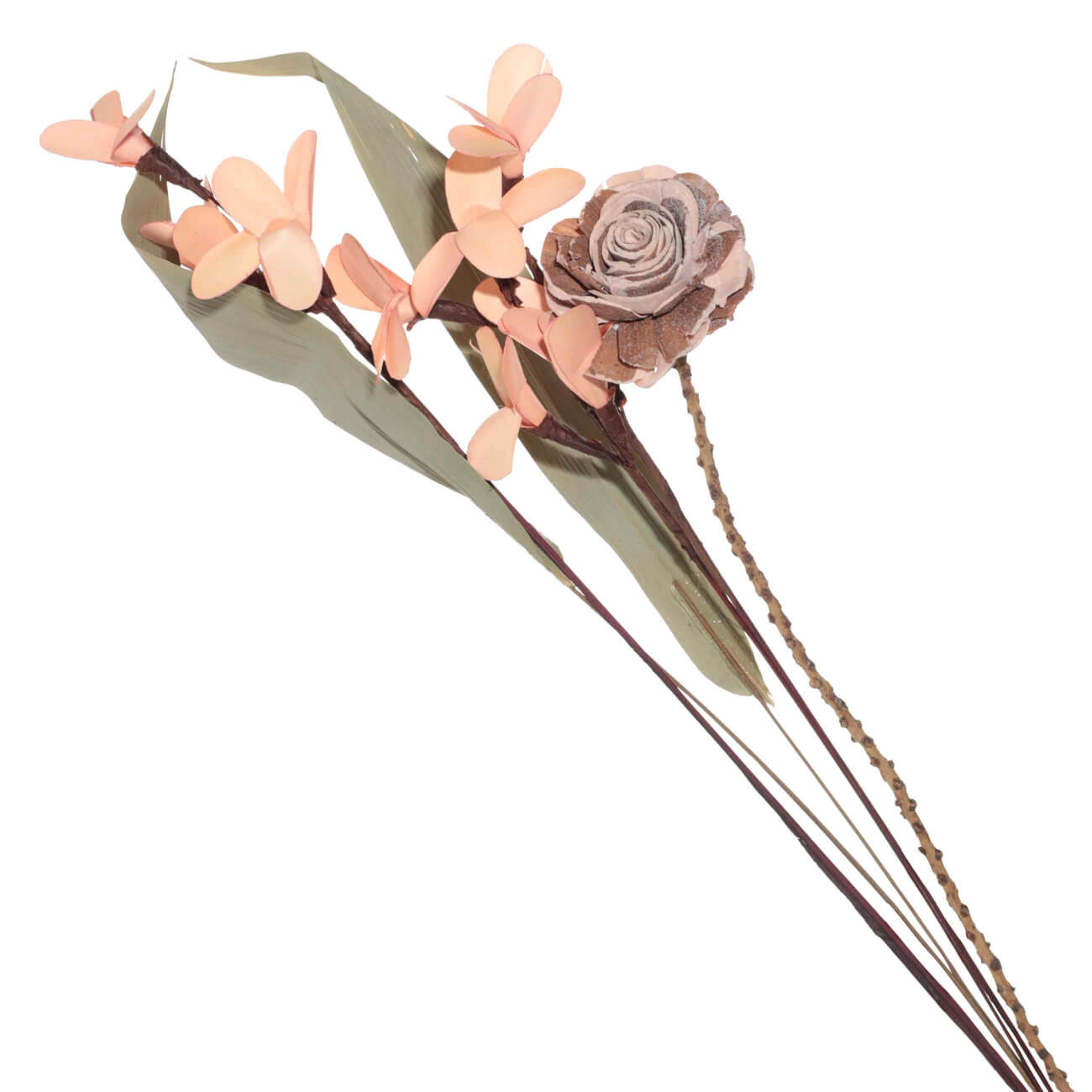 Ветка декоративная, 60 см, сухоцветы, Розовый цветок, Dried flower тесьма декоративная с помпонами 12 ± 2 мм 9 1 ± 0 5 м серый