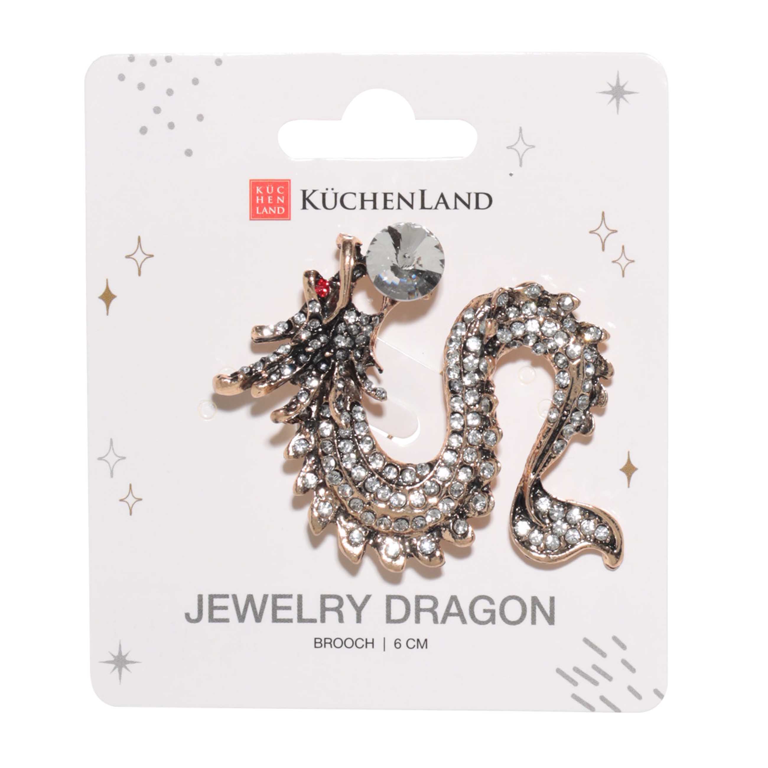 Брошь, 6 см, металл/стразы, золотистая, Дракон, Jewelry dragon — купить в  интернет-магазине Kuchenland Home с доставкой по Москве и России