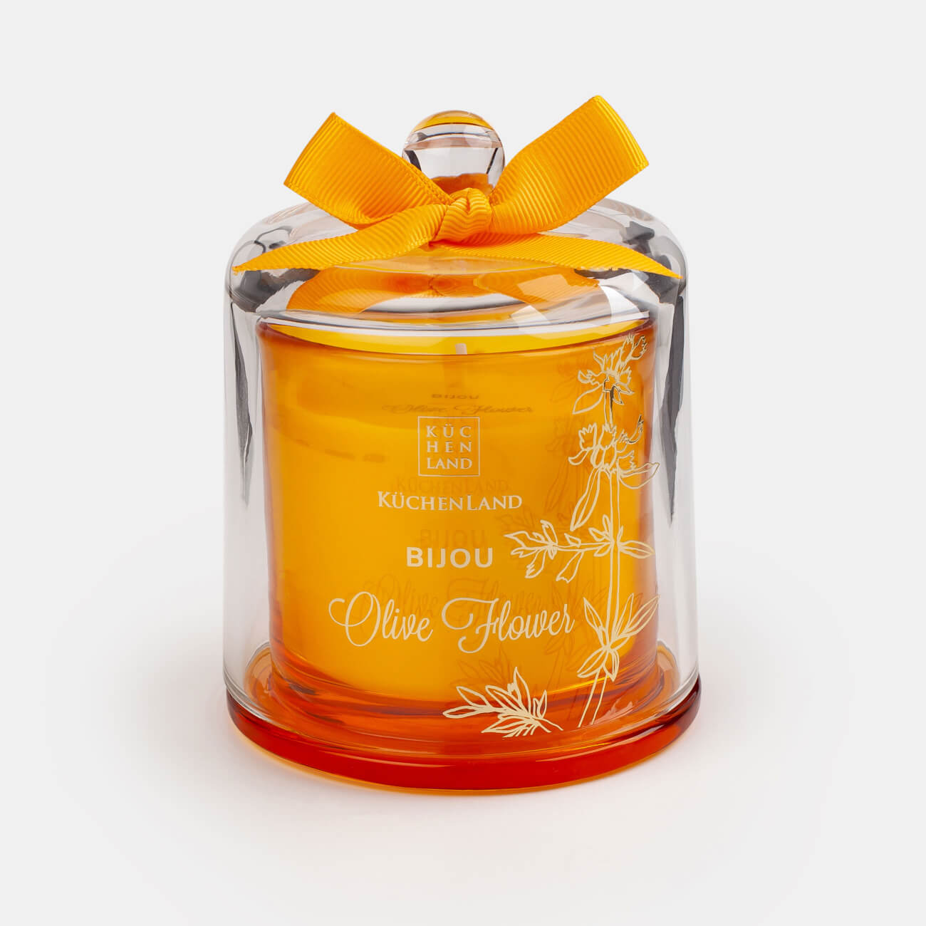 Свеча ароматическая, 11 см, в подсвечнике, под колпаком, стекло, Olive Flower, Bijou свеча мед в подсвечнике из гипса с крышкой 7 5х5 7см золото