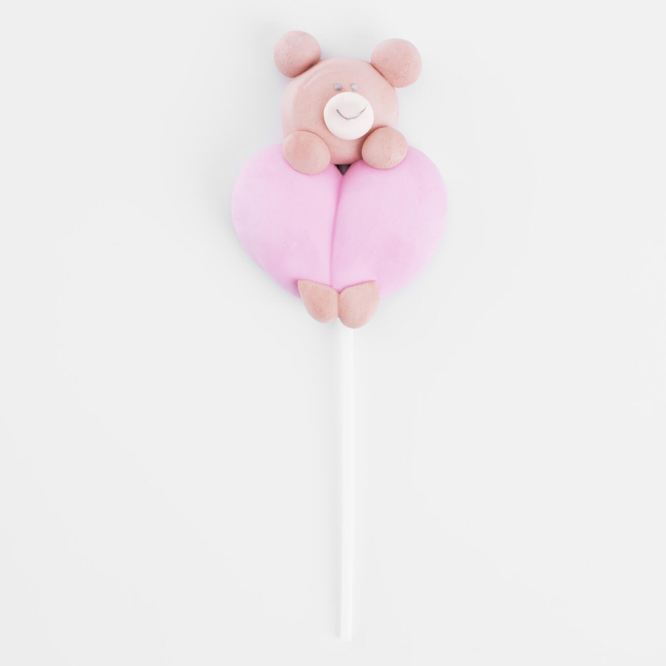 Маршмеллоу, 17 гр, на палочке, коричнево-розовое, Ваниль, Мишка с сердцем, Sweet life awog на vivo y22 виво y22 мишка с сердцем 1