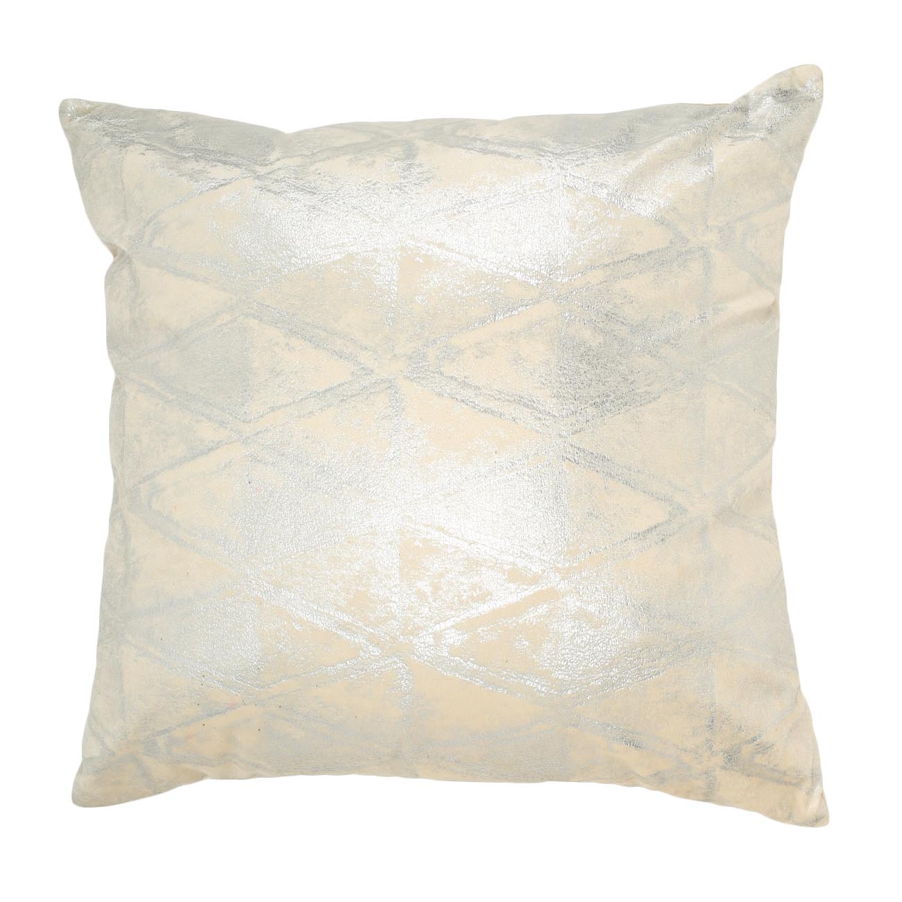 Подушка декоративная, 45х45 см, вельвет, бежевая, Серебристое напыление, Deco textile