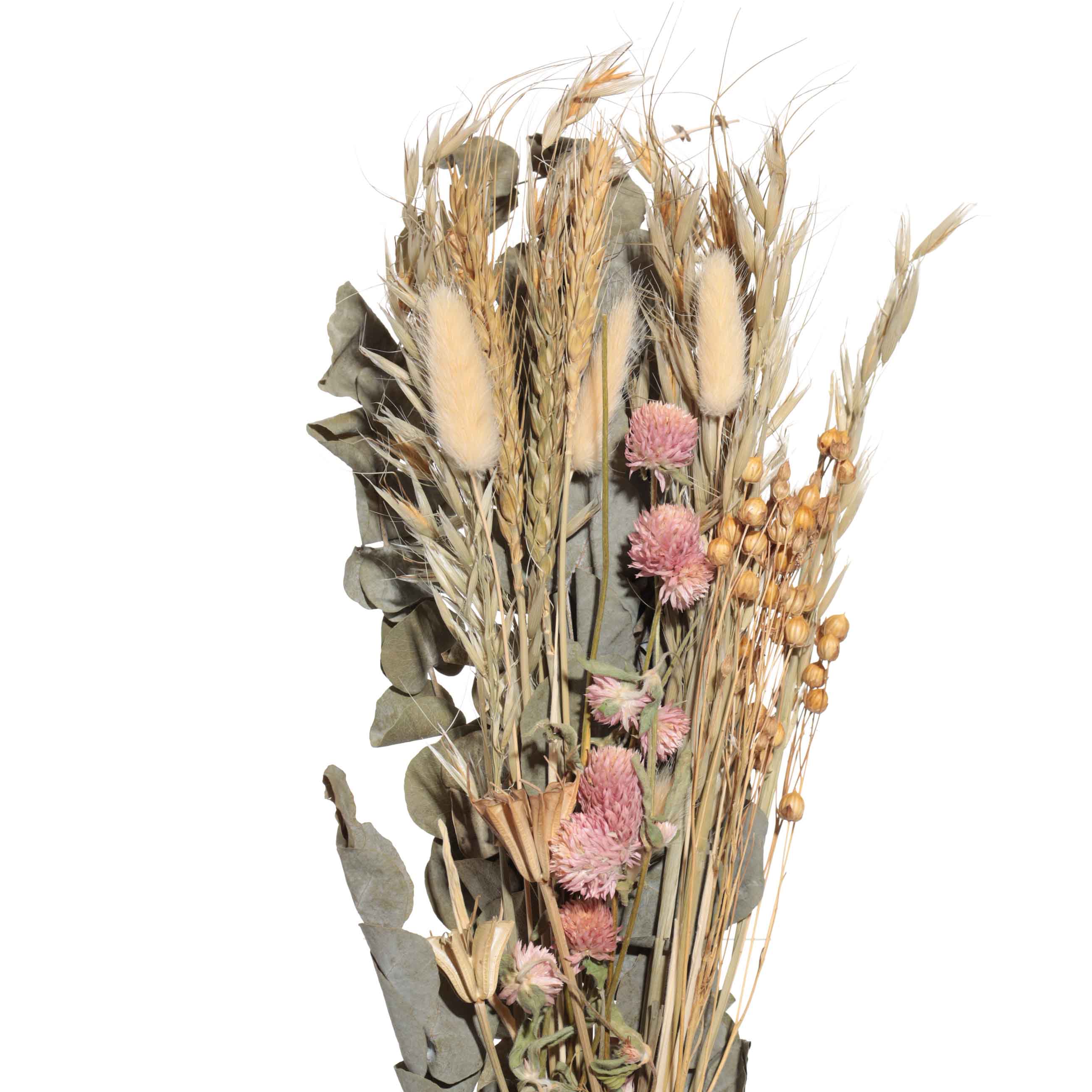 Букет декоративный, 62 см, в крафте, сухоцветы, Эвкалипт/Овес, Dried flower
