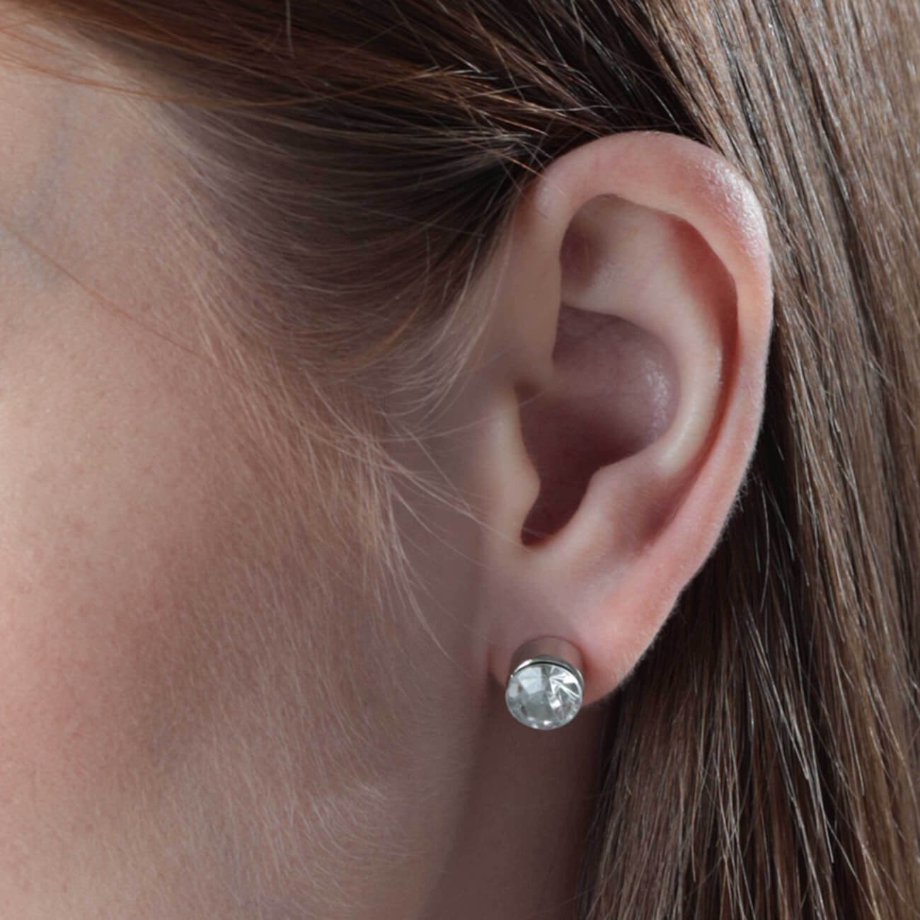 Серьги-пусеты, 1 см, 2 шт, металл, серебристые, Кристаллы, Jewelry crystal серьги пусеты 5 см 2 шт металл серебристые жемчужина pearl