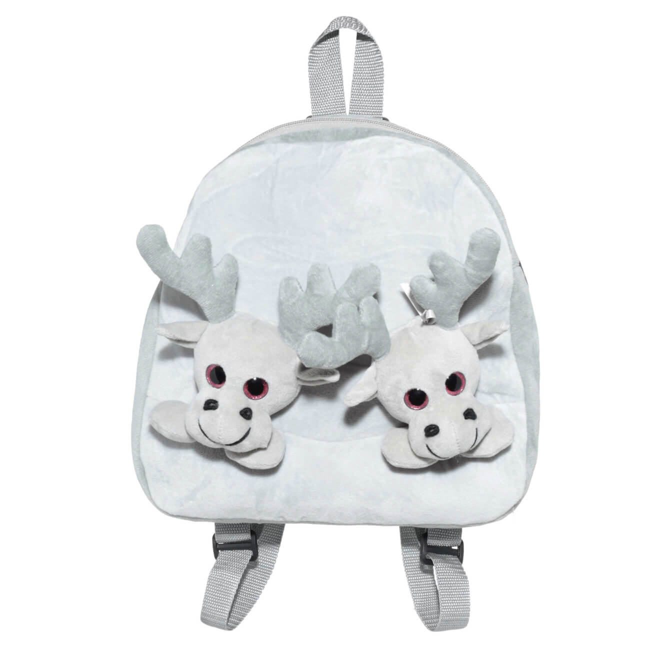 Рюкзак, 30 см, детский, плюш, бежево-серый, Олени с бантами, Deer toy рюкзак детский плюшевый зайка пушистик 24 × 22 × 7 см