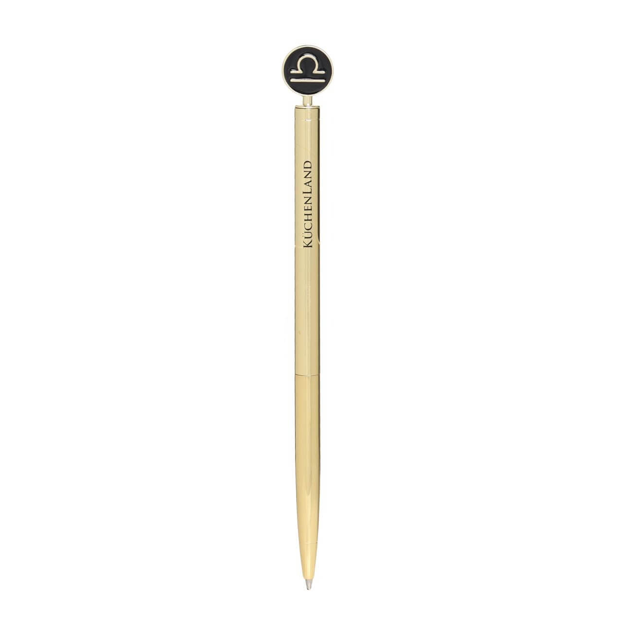 Ручка шариковая, 15 см, с фигуркой, сталь, золотисто-черная, Весы, Zodiac