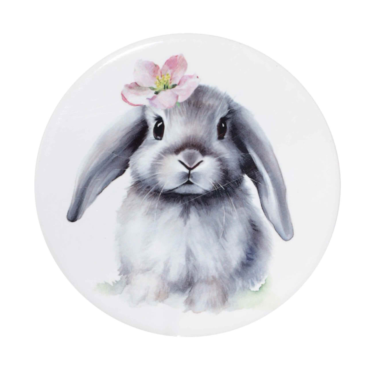 Подставка под кружку, 11 см, керамика/пробка, круглая, белая, Кролик с цветком, Pure Easter салфетка под приборы 30x45 см полиэстер прямоугольная белая кролик в ах pure easter