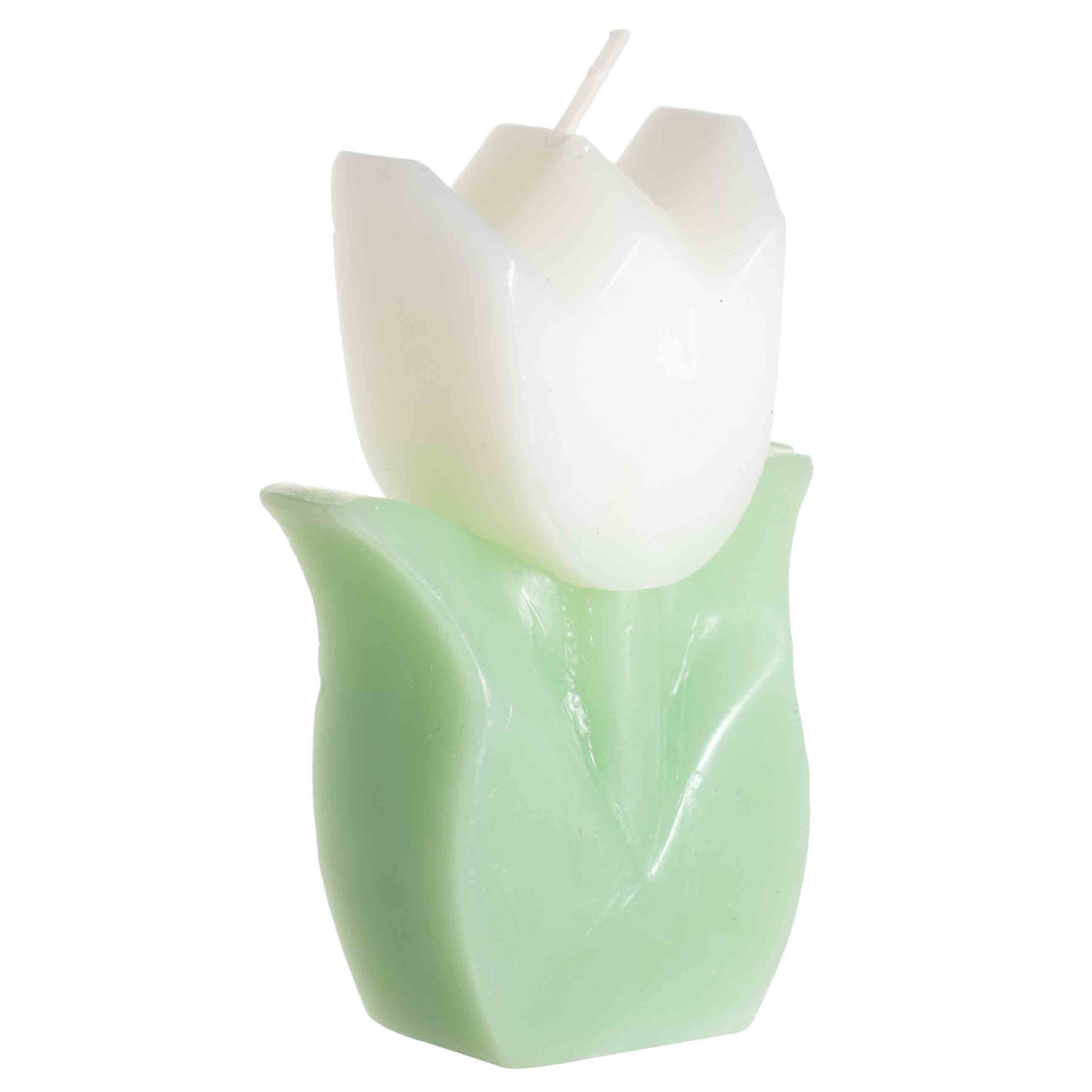 Свеча, 10 см, бело-зеленая, Тюльпан, Tulip garden изображение № 2