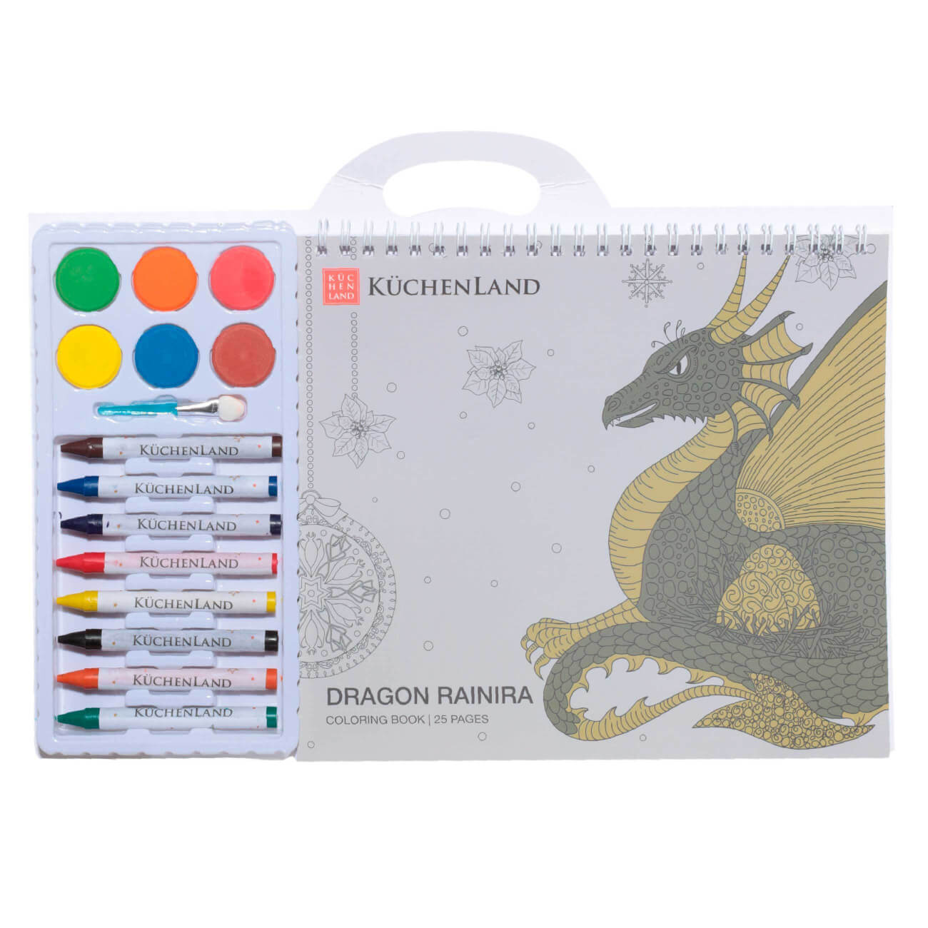 Набор для творчества, 20х31 см, раскраска 25 листов, Дракон с крыльями, Dragon rainira модница раскраска для девчонок