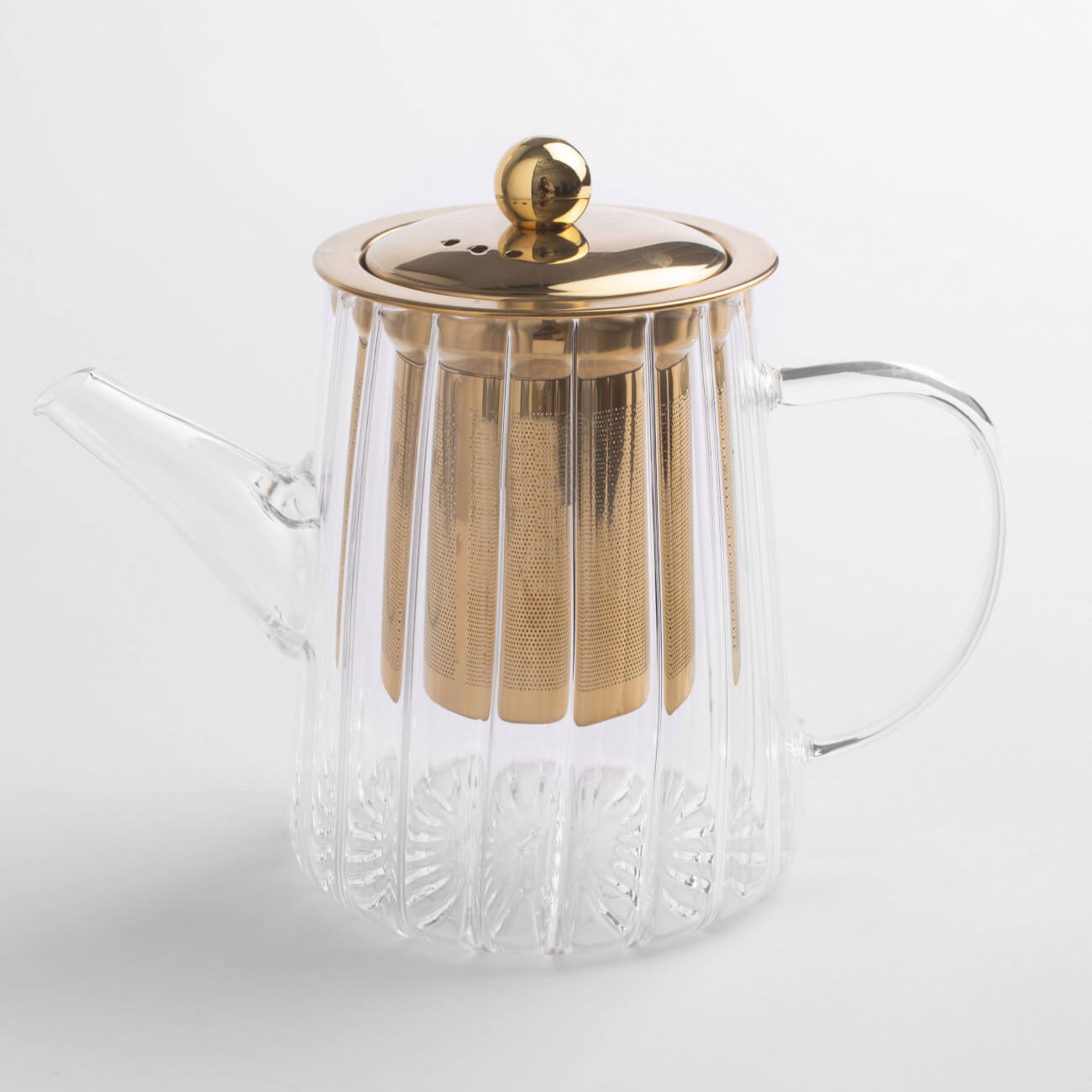 Чайник заварочный, 600 мл, стекло Б/сталь, золотистый, Camellia gold kuchenland чайник заварочный 900 мл стекло б clear