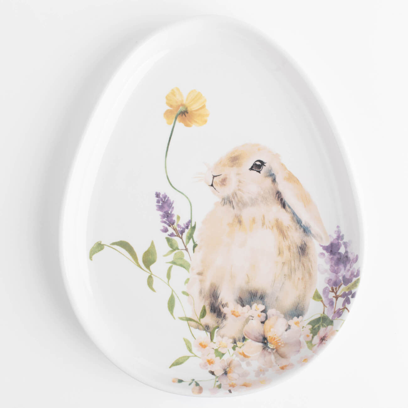 Блюдо, 25х20 см, керамика, белое, Яйцо, Кролик в цветах, Easter логическая головоломка колумбово яйцо