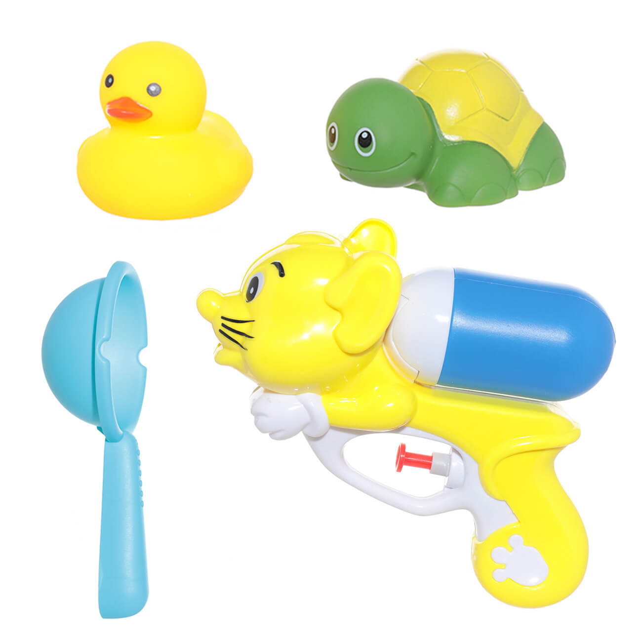 Набор игрушек для купания, 4 пр, водный пистолет/игрушки, резина/пластик, желтый, Duck набор для создания игрушки из фетра юный динозаврик