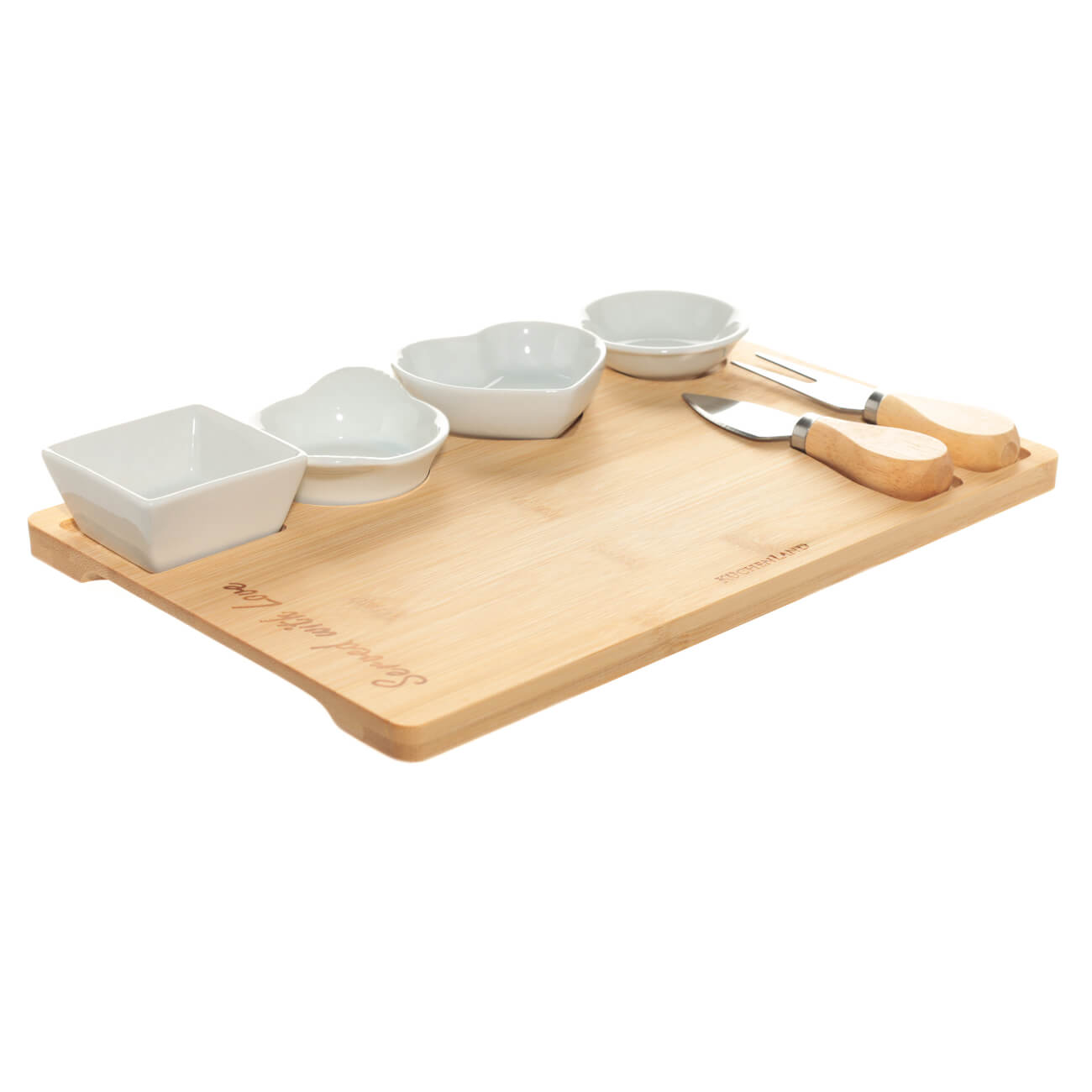 Набор для сыра, 7 пр, доска-блюдо/пиала, керамика/бамбук, Cheese блюдо для подачи доляна striata 32×18×2 см бамбук