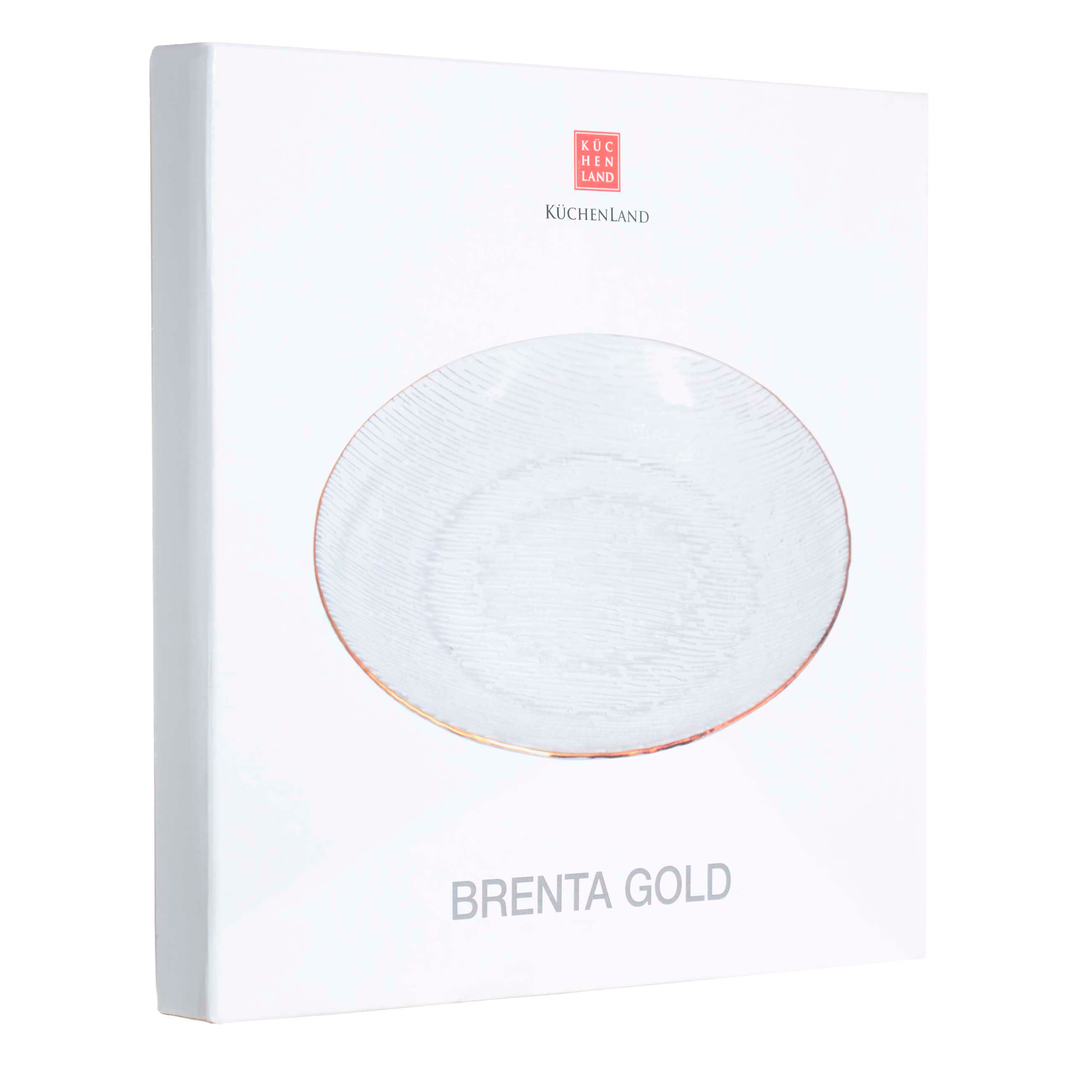Тарелка десертная, 15 см, стекло, с золотистым кантом, Brenta gold