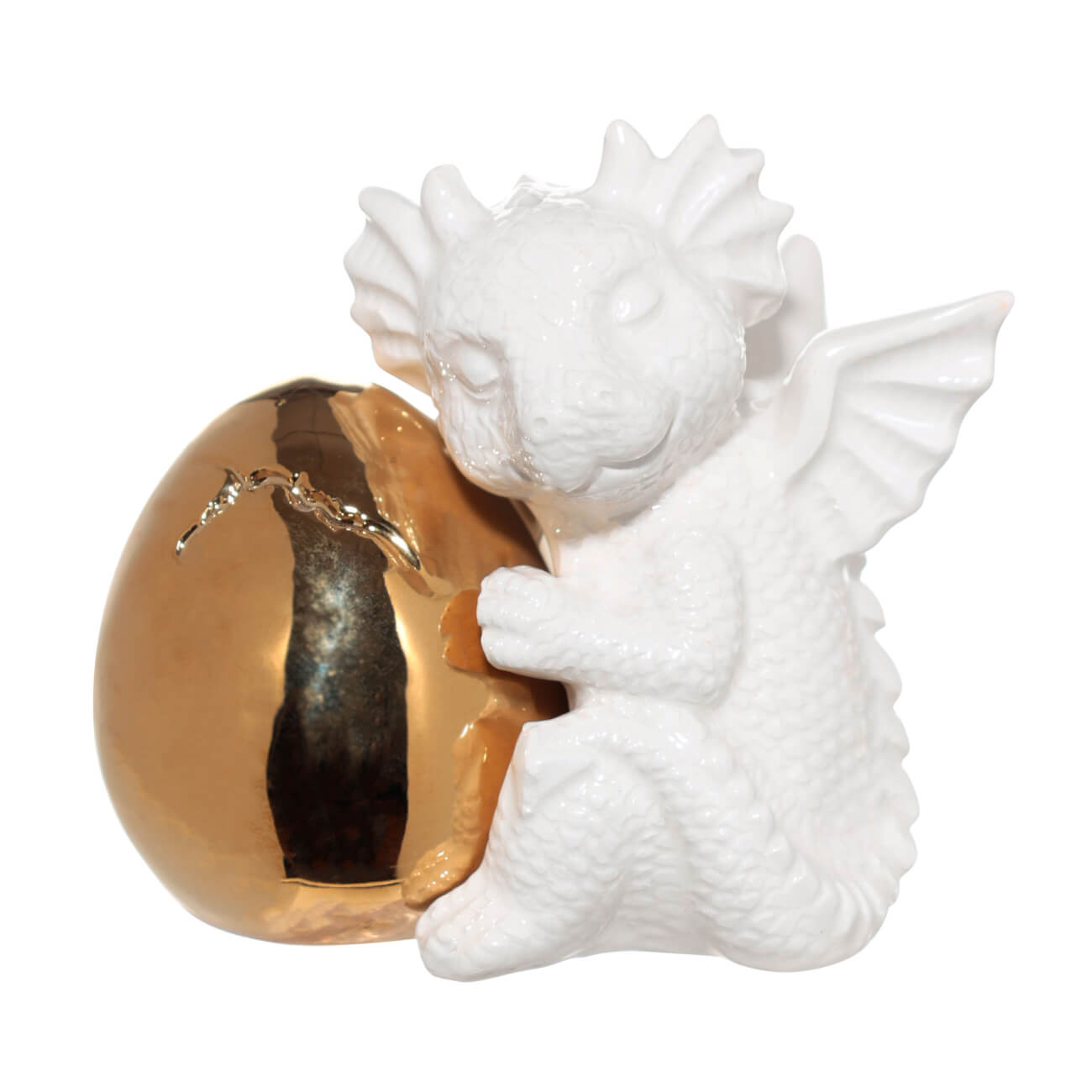 Набор для соли и перца, 9 см, с магнитом, керамика, золотистый/белый, Дракон и яйцо, Dragon cute сувенир дракон лилу гжель