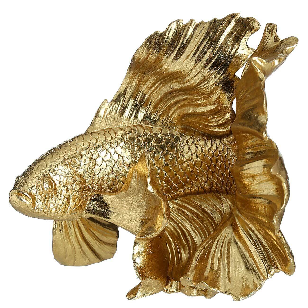 Статуэтка, 20 см, полирезин, золотистая, Рыбка, Goldfish игрушка для кошек радужная рыбка из кошачьей мяты 7 5 х 1 5 см