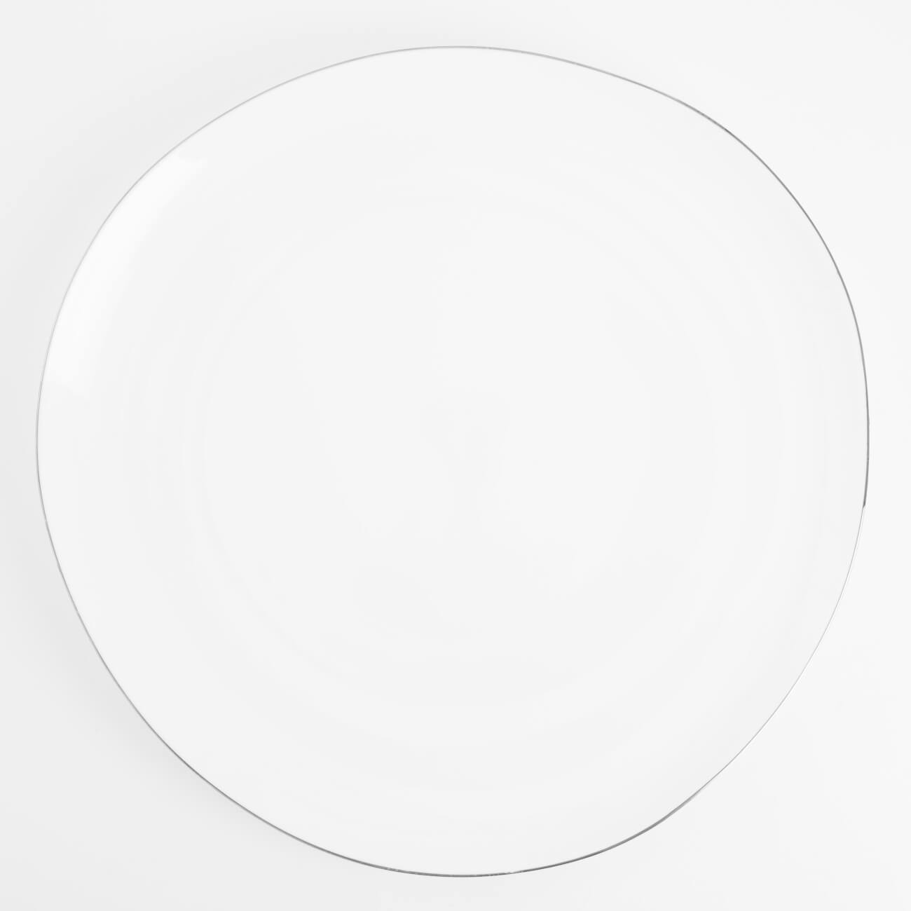 Тарелка обеденная, 29 см, фарфор F, белая, Bend silver тарелка лилия