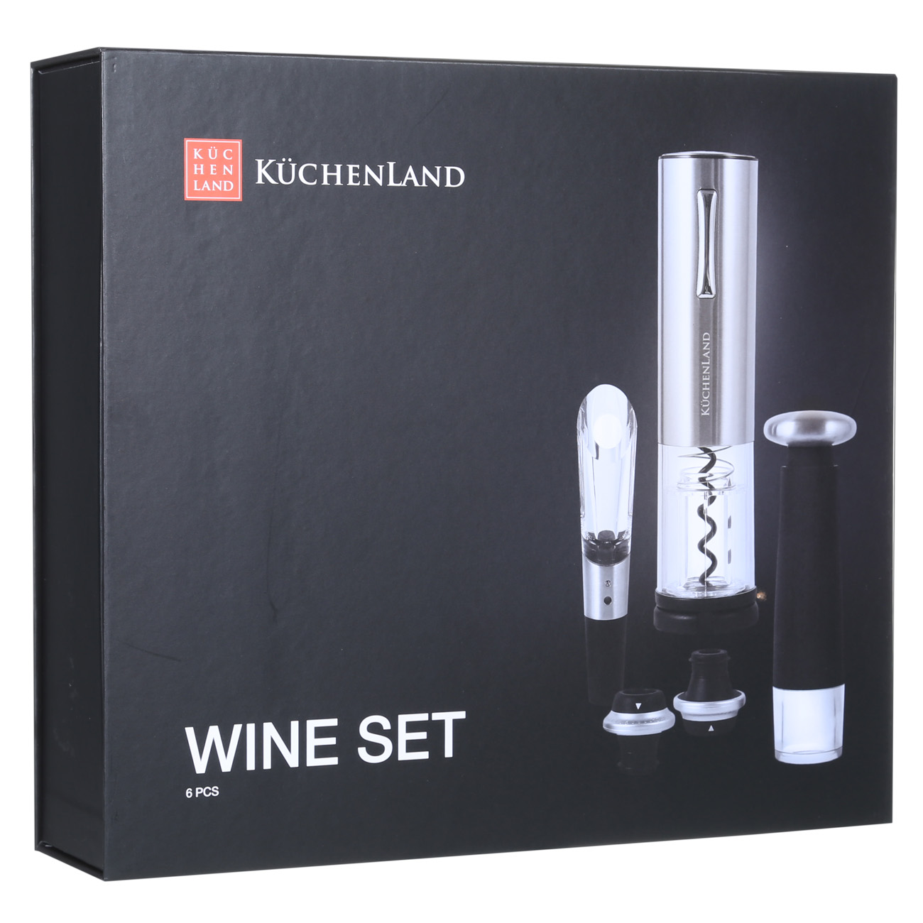 Набор винный, 6 пр, с вакуумной пробкой, пластик/сталь, LED B, серебристо-черный, Bar