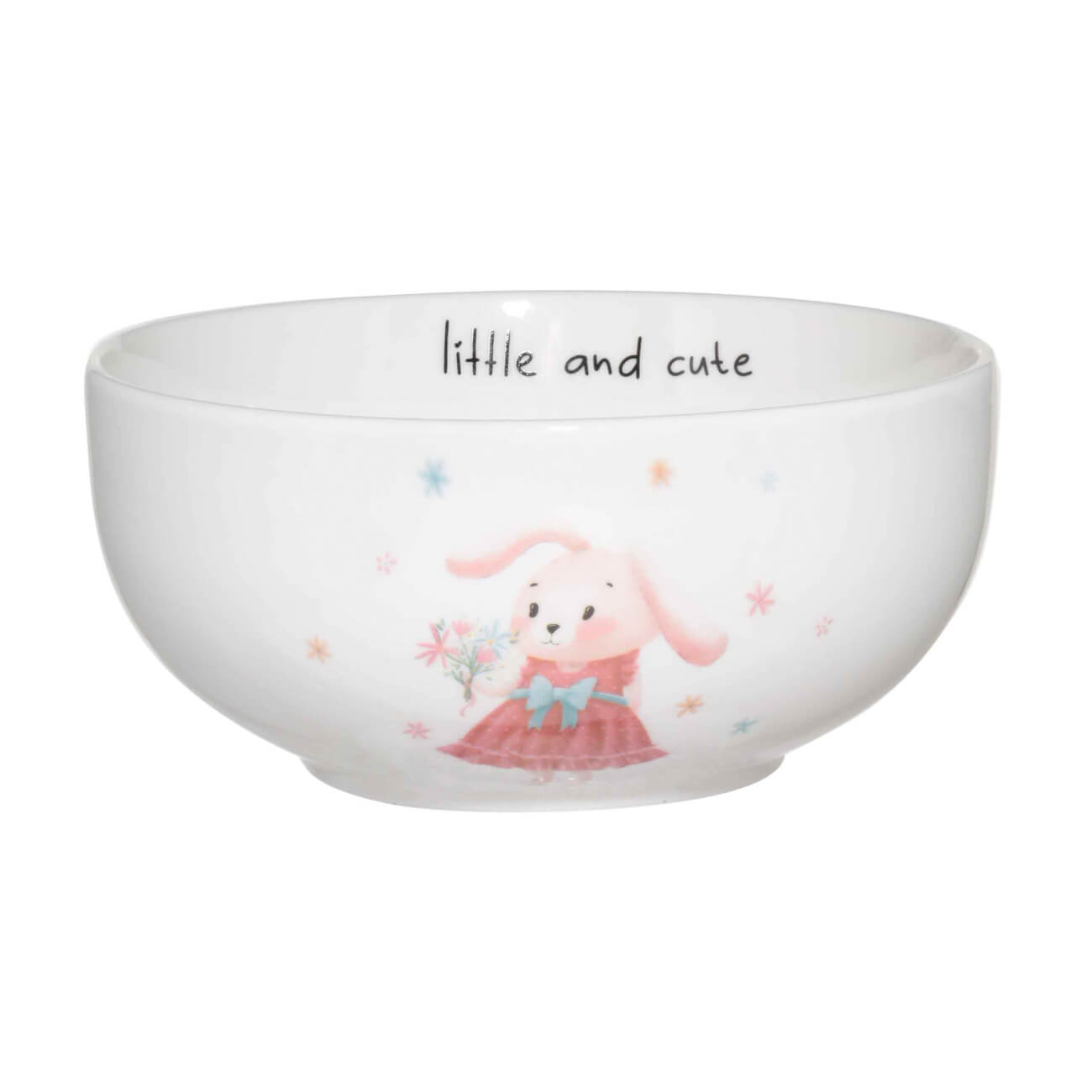 Тарелка суповая, детская, 13х6 см, фарфор N, белая, Крольчиха с цветами, Ideas life изображение № 1