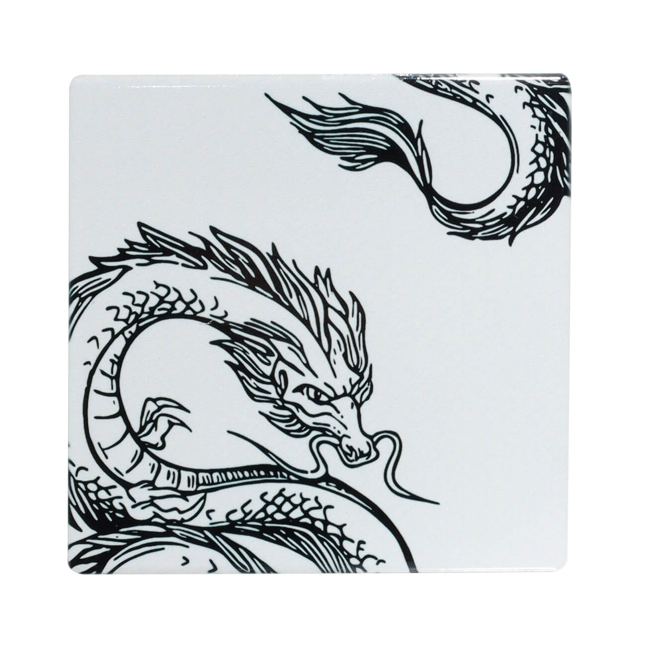 Подставка под кружку, 11х11 см, керамика/пробка, квадратная, молочная, Дракон, Dragon dayron сувенир дракон с крыльями 7 х 5 х 5 5 см гжель