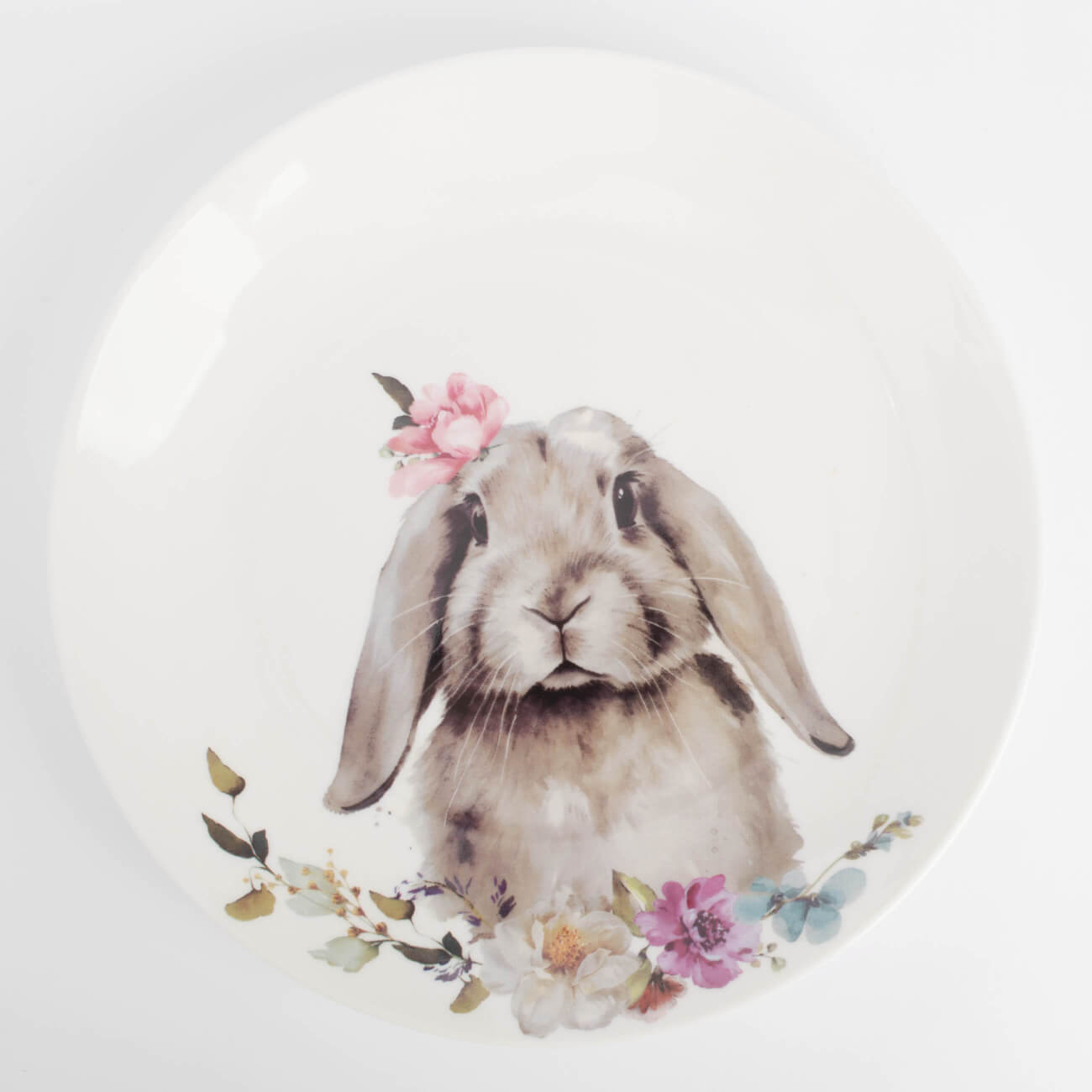 Тарелка закусочная, 23 см, фарфор N, Кролик c цветами, Pure Easter блюдо пасхальное 10 см 4 отд фарфор p бело серебристое кролик pure easter