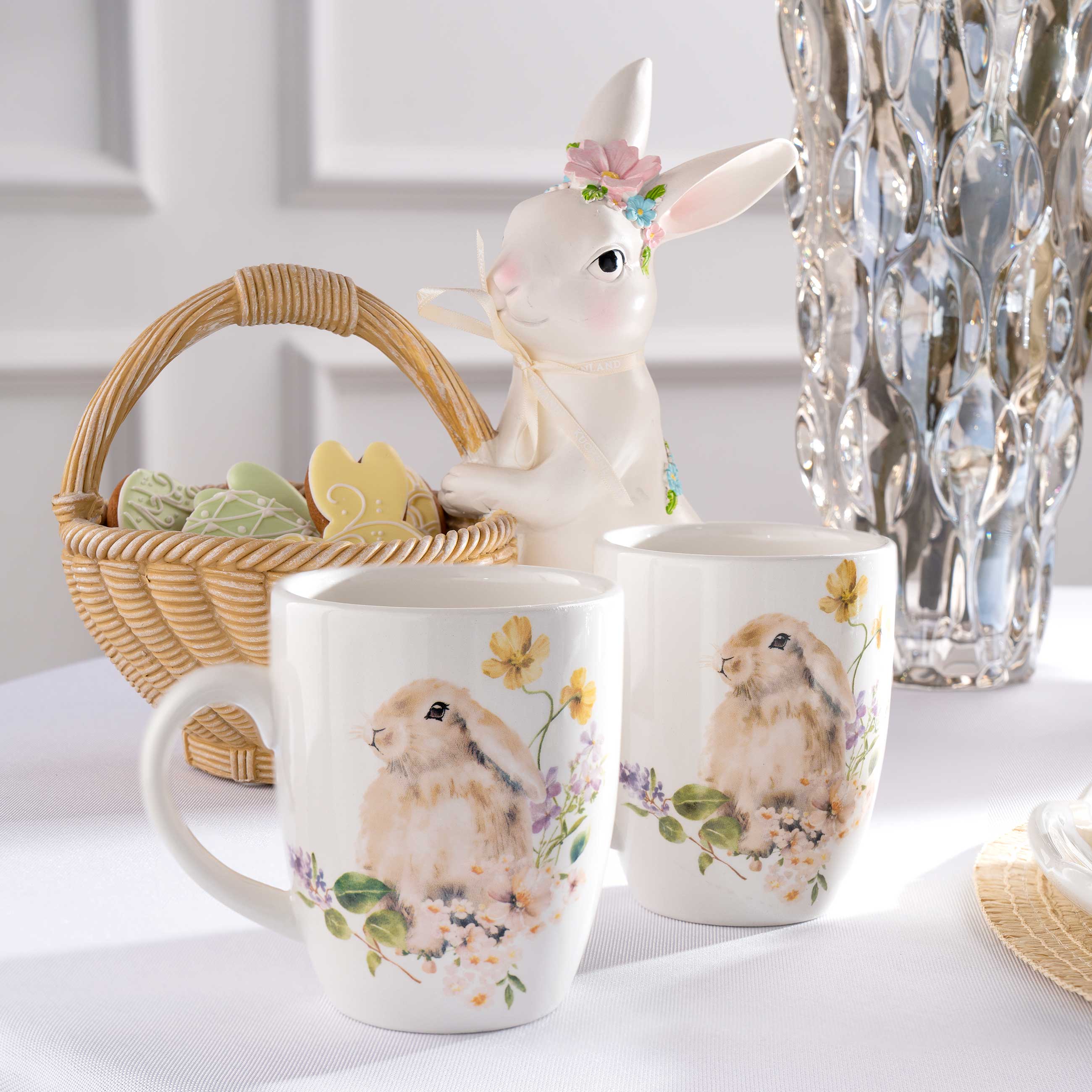 Кружка, 330 мл, керамика, белая, Кролик в цветах, Easter изображение № 7