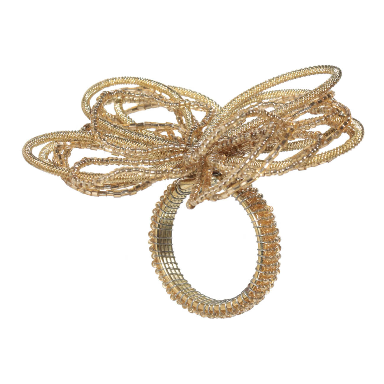 Кольцо для салфеток, 5 см, бисер/металл, золотистое, Петли, Loops кольцо для салфеток 5 см 2 шт бисер круглое золотистое shiny beads