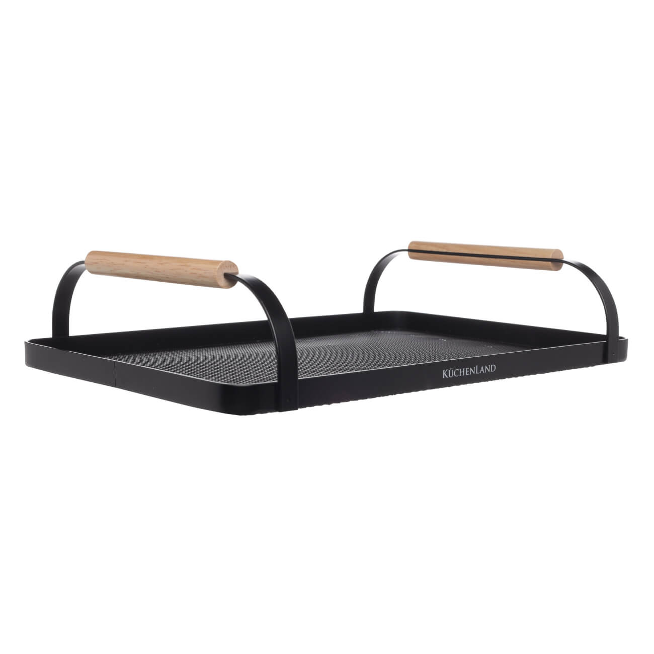 Поднос, 33х23 см, с ручками, металл/дерево, прямоугольный, черный, Black style ложка для обуви 30×5 см металл