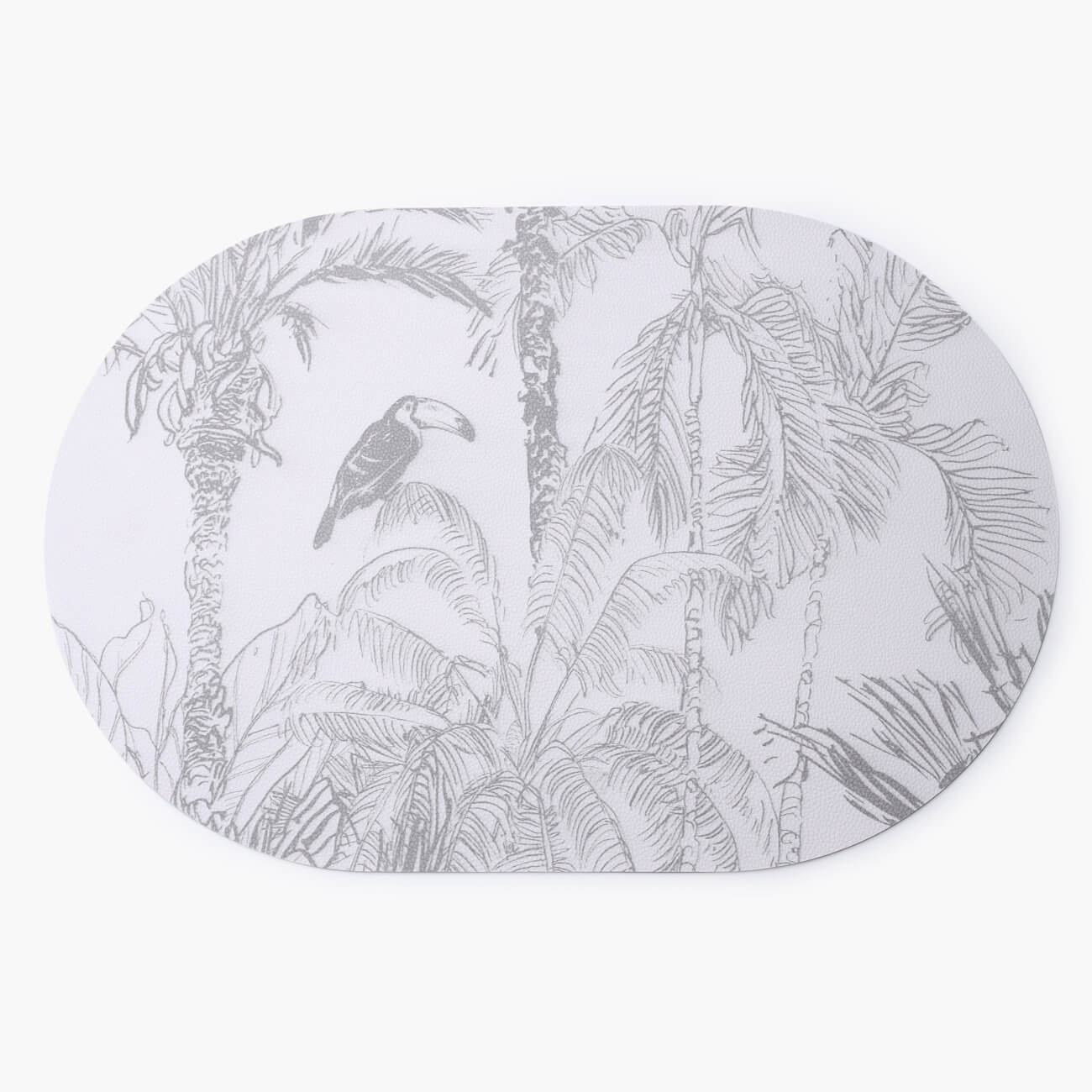 Салфетка под приборы, 30x45 см, ПВХ, овальная, белая, Тропический лес, Rock print