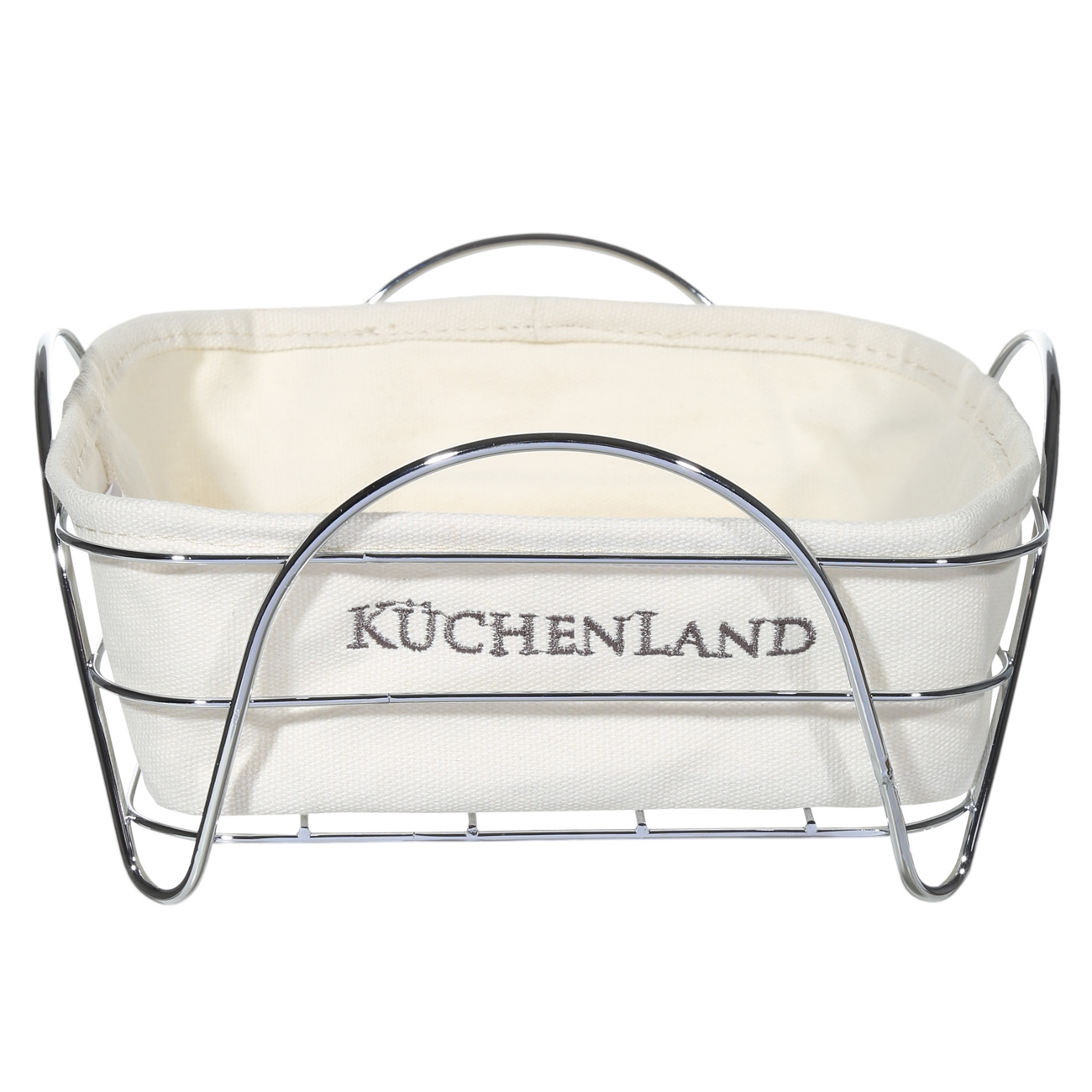 Kuchenland Корзина для хлеба, 21x21см, хлопок/сталь, квадратная, белая, Twist - фото 1