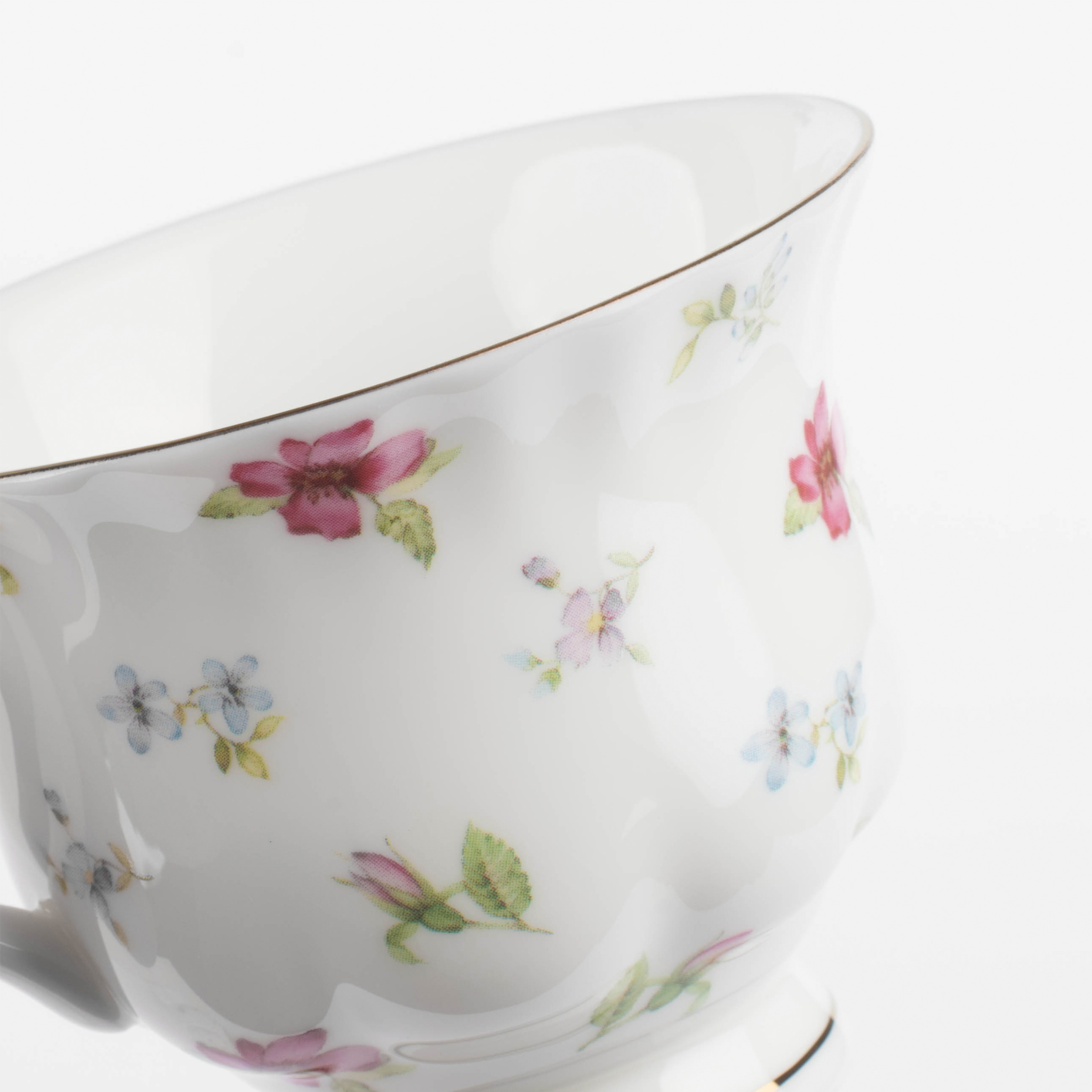 Пара чайная, 1 перс, 2 пр, 220 мл, фарфор F, белая, с золотистым кантом, Цветы, Delicate flowers изображение № 4