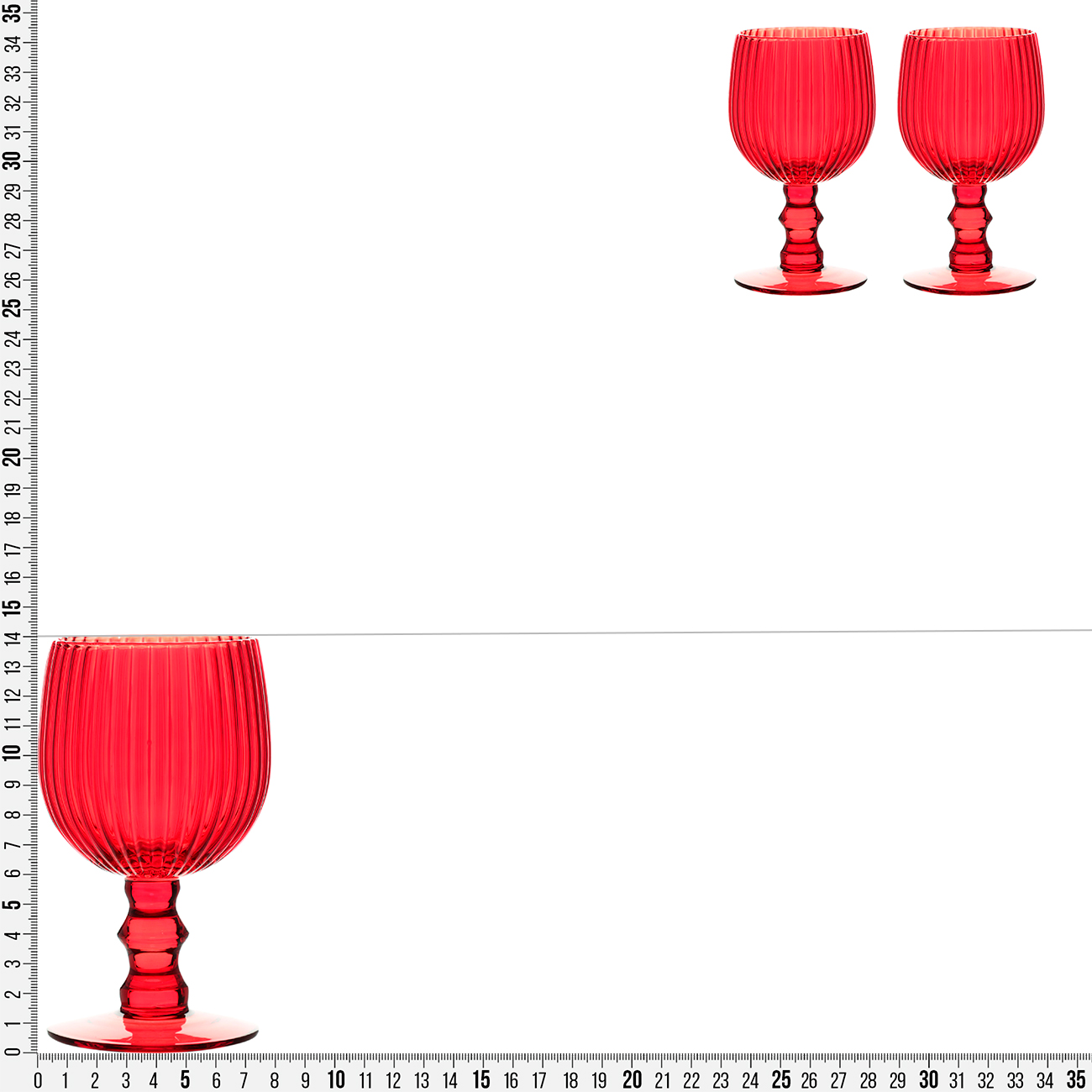 Бокал-кубок для вина, 290 мл, 2 шт, стекло Р, красный, Ribby изображение № 4