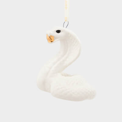 Игрушка елочная, 7 см, фарфор P, молочная, Змея с шаром, Figure snake