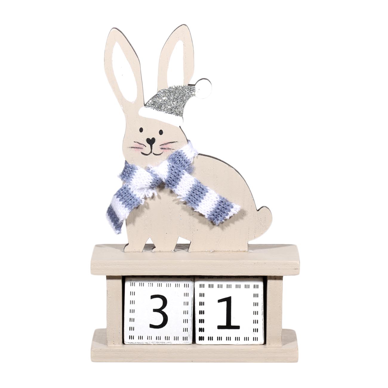 Календарь настольный, 14х9 см, с кубиками, дерево/полиэстер, Заяц, Rabbit