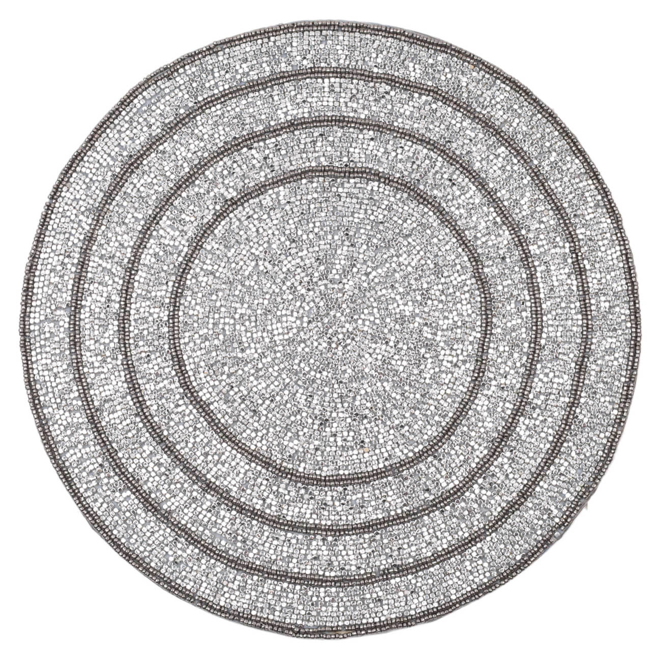 Салфетка под приборы, 36 см, бисер, круглая, серебристо-серая, Shiny stone салфетка под приборы 38 см пвх круглая белая azhur grid