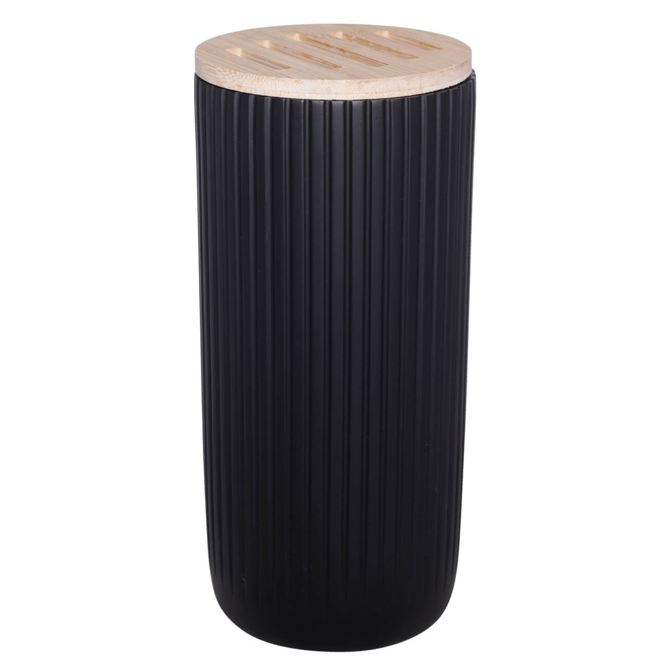 Подставка для ножей, 22 см, 5 отд, полирезин/бамбук, черная, Column подставка для ножей с наполнителем доляна нежность 22×11 см розовый