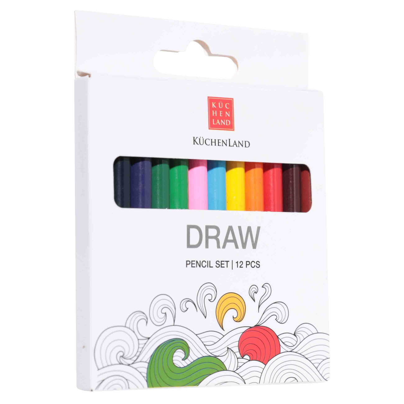 Набор карандашей, 12 шт, цветные, мини, Draw