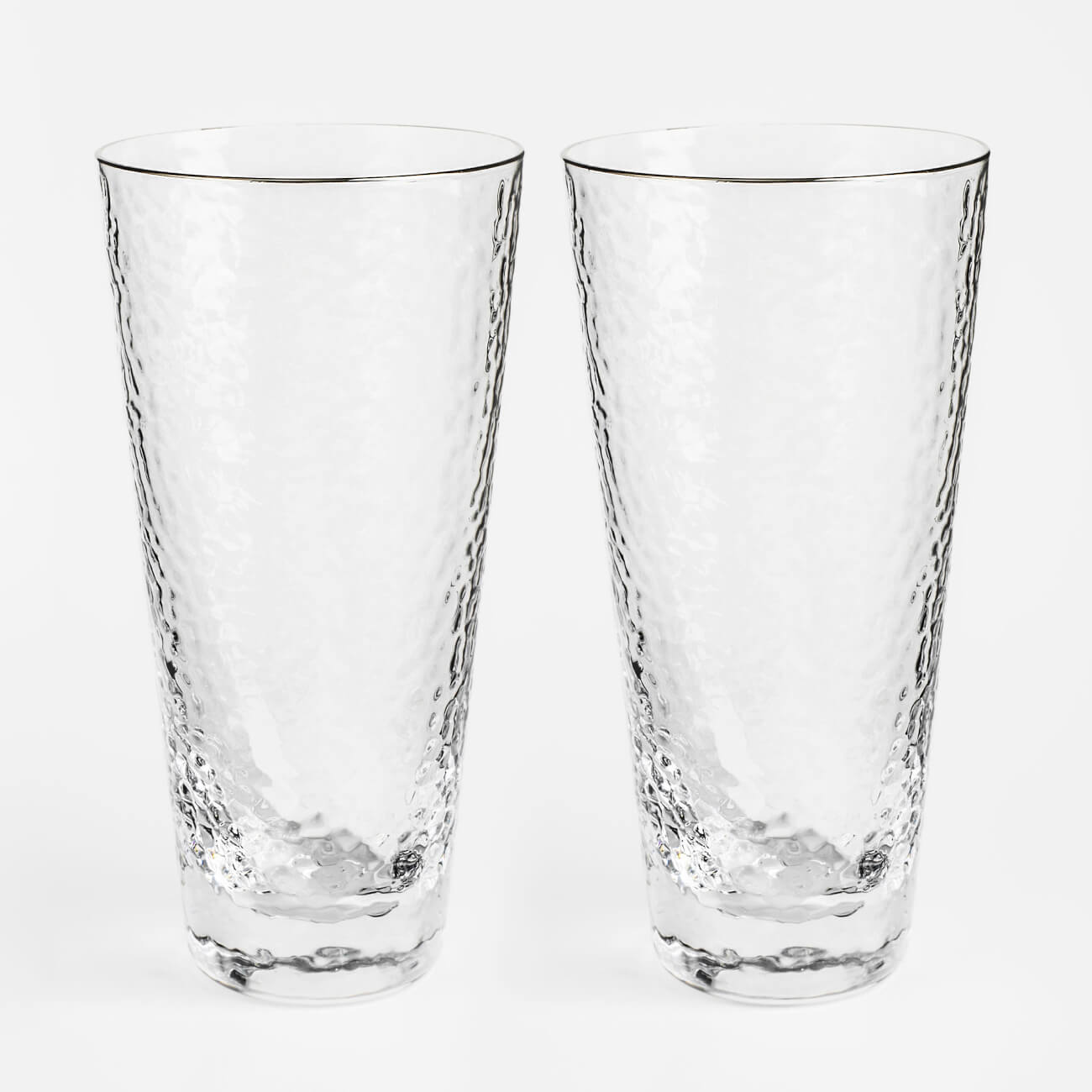 стакан для виски 270 мл 2 шт стекло ripply Стакан, 450 мл, 2 шт, стекло, с серебристым кантом, Ripply silver