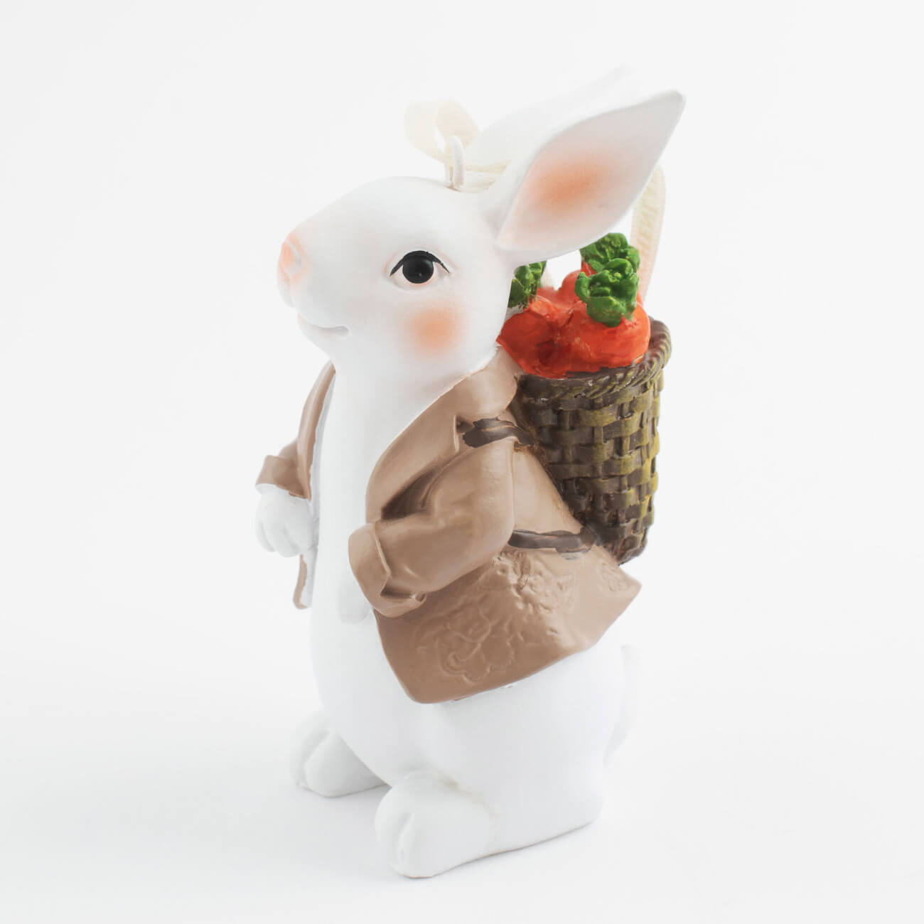 Подвеска декоративная, 11 см, полирезин, Белый кролик в пиджаке с морковкой, Easter ваза декоративная 20х16 см полирезин бежевая кролик на мешке natural easter