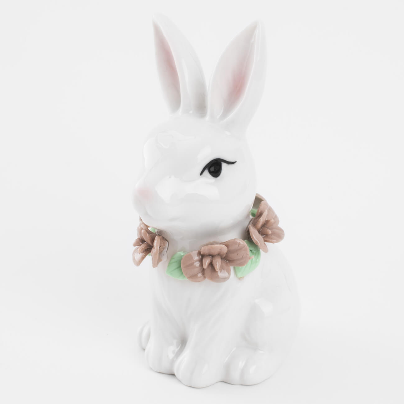 Статуэтка, 12 см, фарфор P, белая, Кролик в цветах, Easter blooming статуэтка с подсветкой 13 см фарфор p белая кролик с ами easter