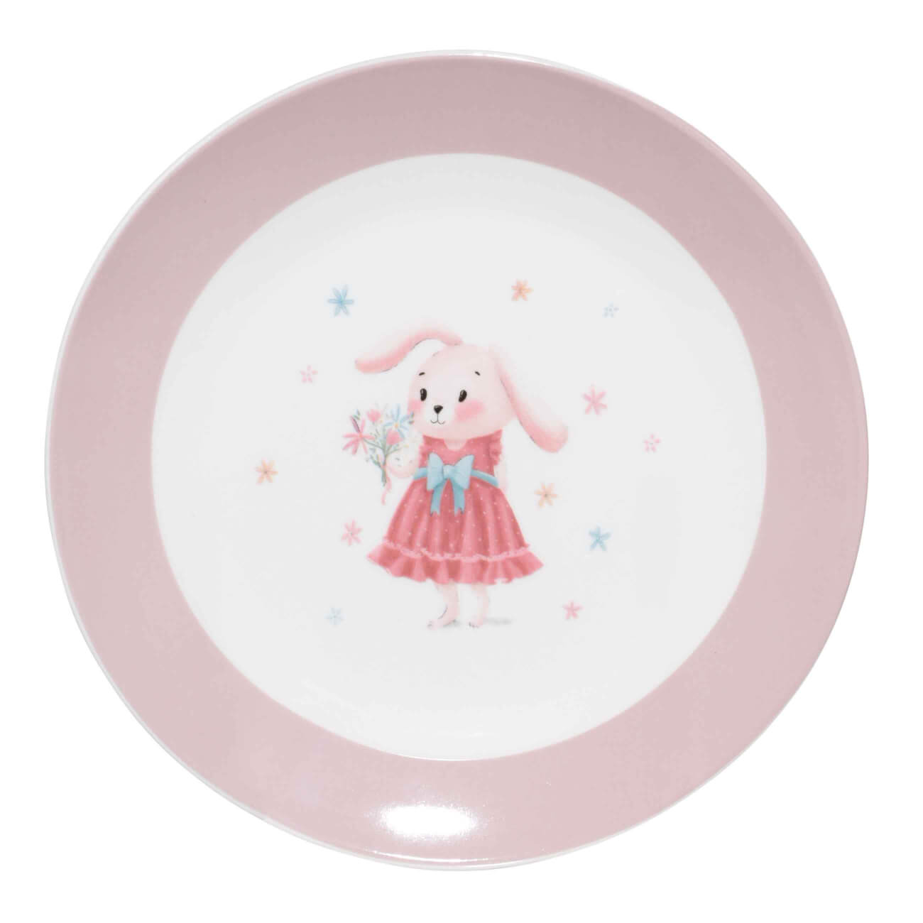 Тарелка закусочная, детская, 19 см, фарфор N, бело-розовая, Крольчиха с цветами, Ideas life корзина stg hl bs01 8 детская розовая х95752