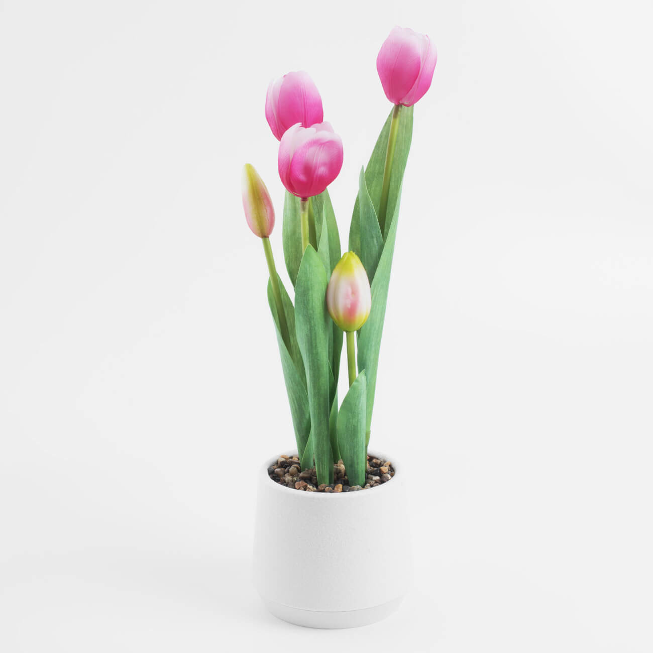 Растение искусственное, 36 см, в горшке, полиэстер/пластик, Розовые тюльпаны, Tulip garden - фото 1