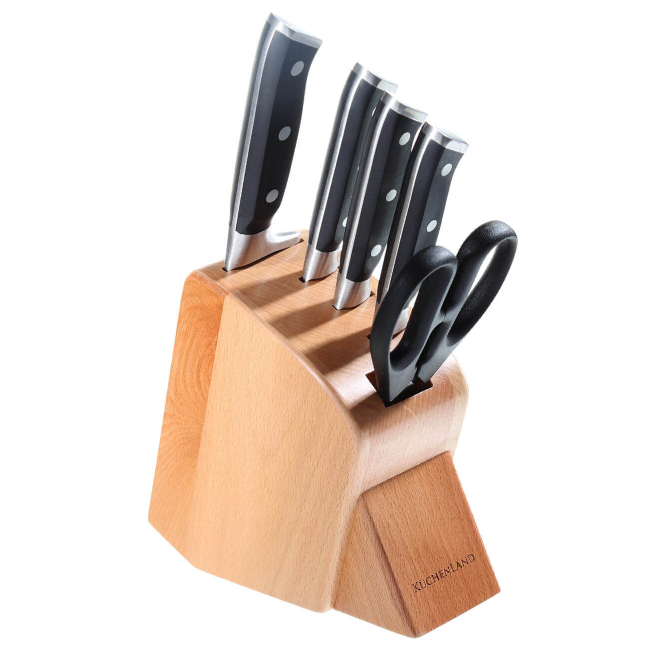 Набор ножей, 5 пр, в подставке, сталь/пластик/дерево, Acapella набор кухонных принадлежностей 5 пр в подставке дерево силикон молочный weekend