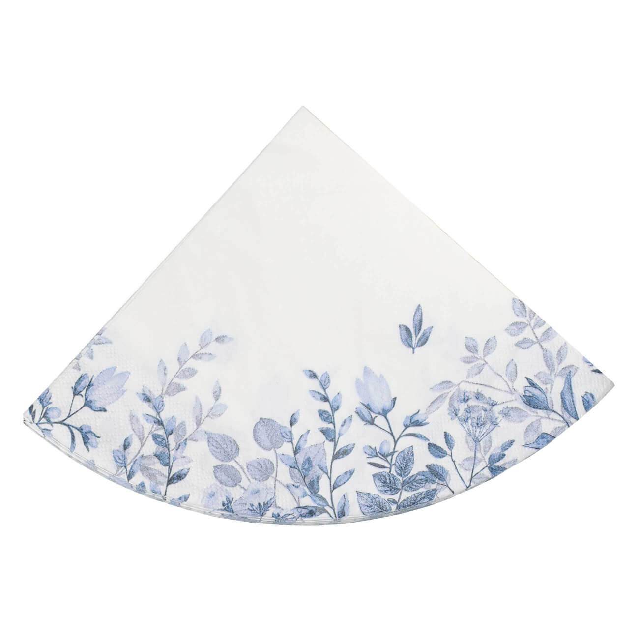 Салфетки бумажные, 33 см, 20 шт, круглые, белые, Синие листья, Royal flower - фото 1